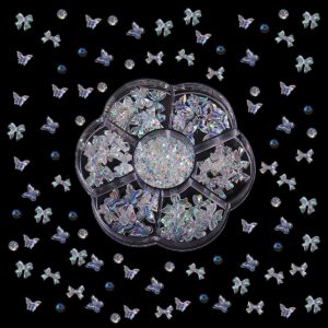 3D Shiny Art Butterfly Nail Charms, Pearls Rhinestones Decorations Supplies, Nail Charms for Valentine's Day Nail Art DIY Jewelry Crafts Accessories