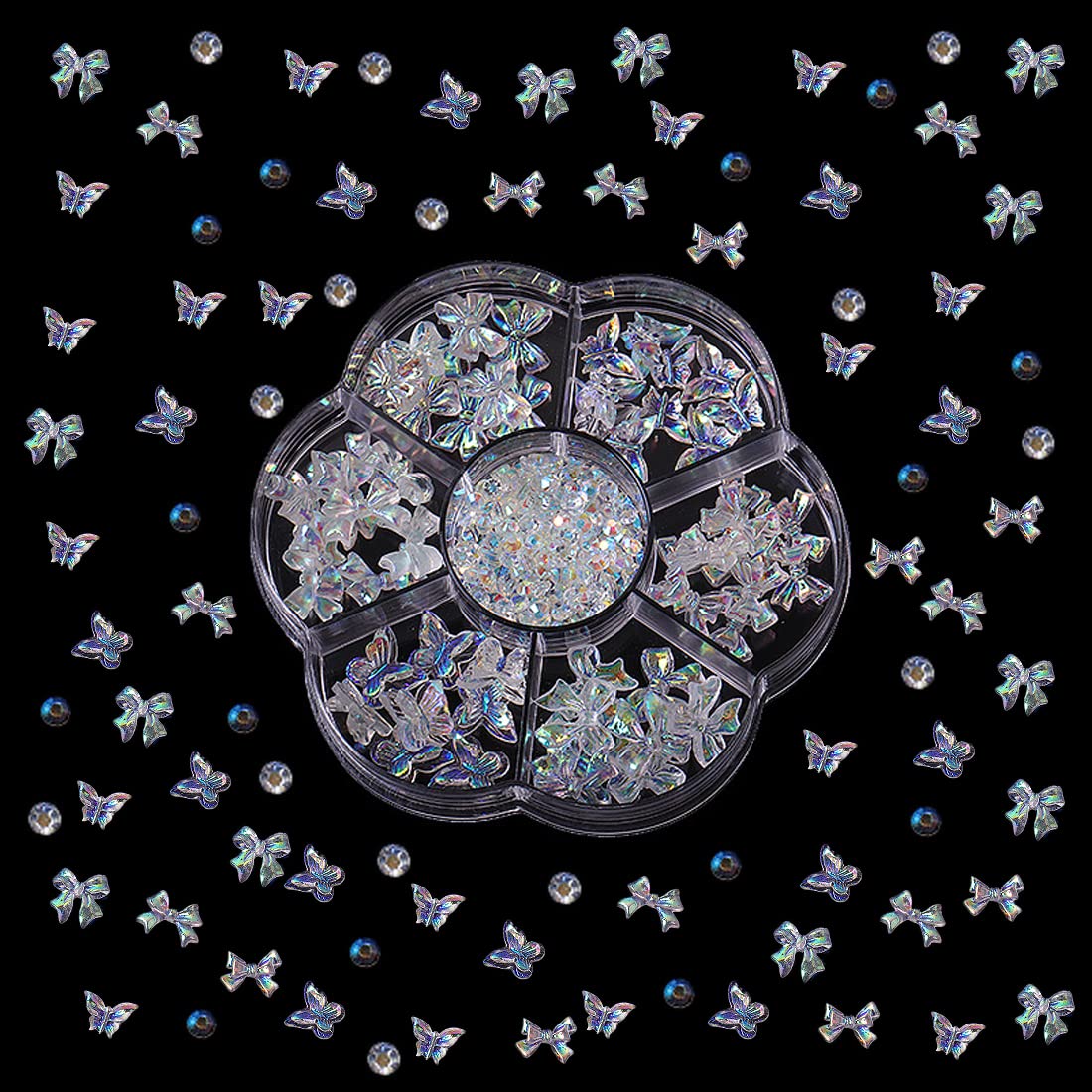 3D Shiny Art Butterfly Nail Charms, Pearls Rhinestones Decorations Supplies, Nail Charms for Valentine's Day Nail Art DIY Jewelry Crafts Accessories