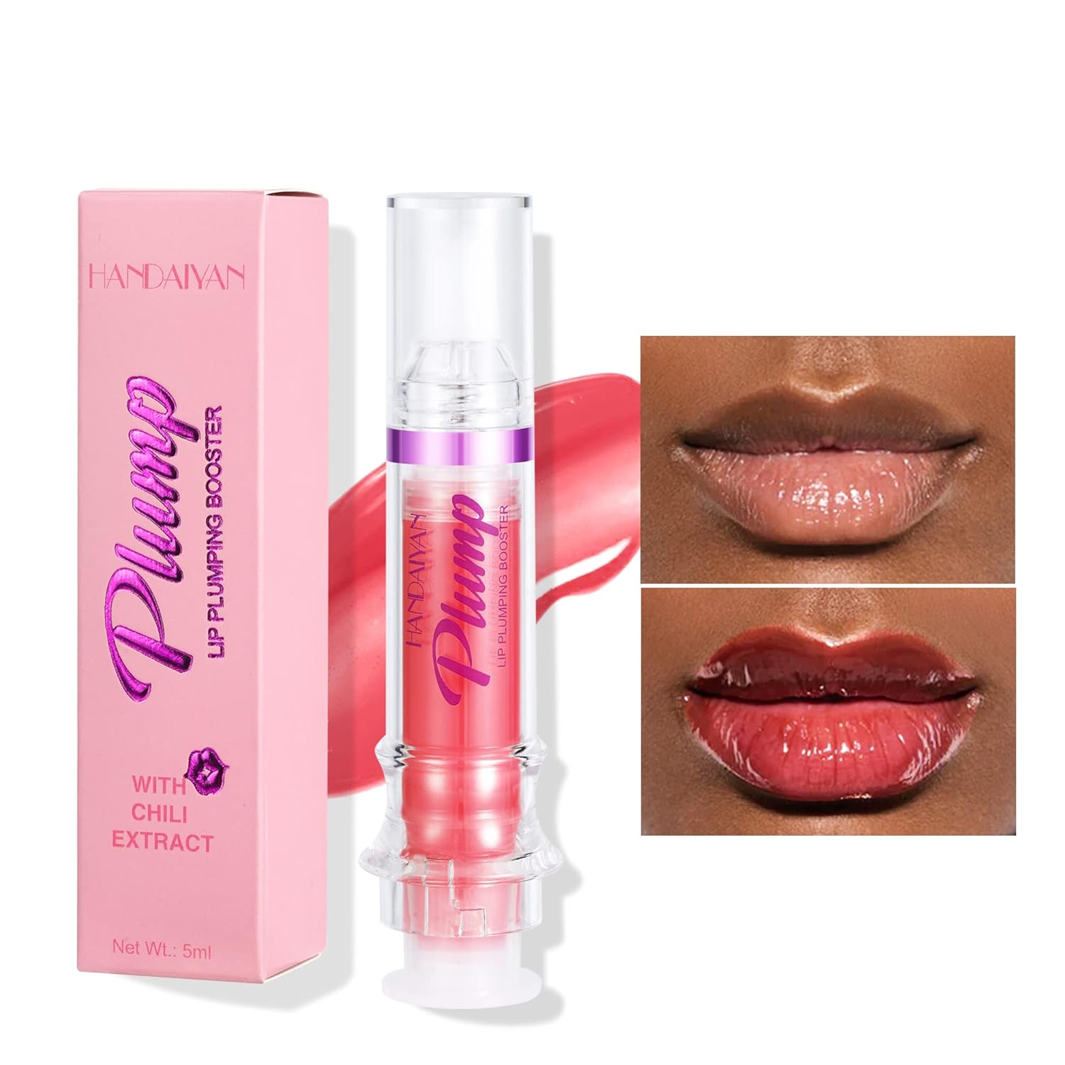 Plumping Lip Oil With Chili Extract - Fuller Lips Instantly! Ultra-Hydrating & Nourishing, Glossy Finish Lip Glow Oil, Lip Plumping Booster Plump, Smooth, and Define Your Lips Naturally (02 Baby Pink) - Image 7