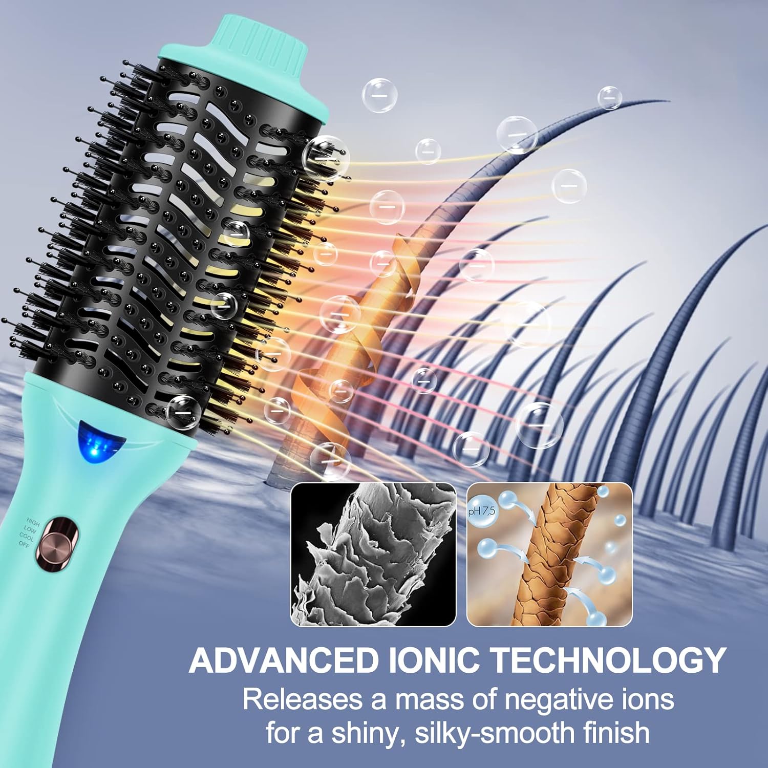 Hot Air Brush, Aima Beauty Professional One Step Hair Dryer & Volumizer 4 in 1 Upgrade Anti-Scald Negative Ionic Technology for All Hair Types, Light Green - Image 8