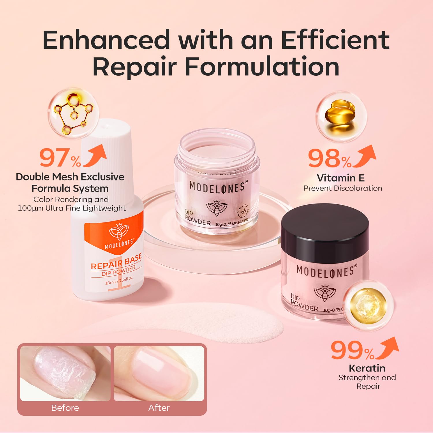 Modelones Dip Powder Nail Kit, 4 Colors Nude Pink Glitter Dipping Starter Set with Liquid and Complete Accessories for French Nails Art Salon DIY at Home Manicure - Image 6