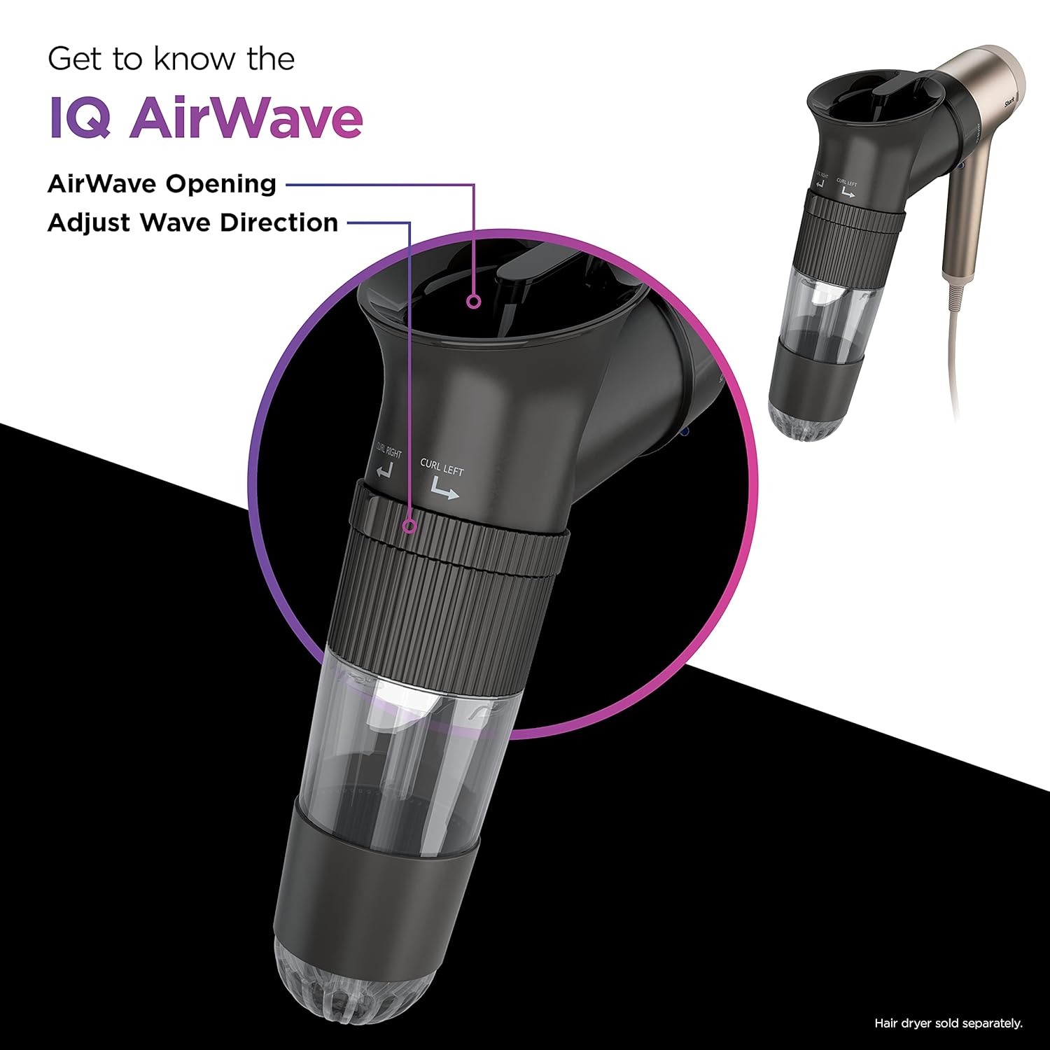 Shark HD100AWA IQ AirWave Beach Wave Attachment, Works with HD112 series and HD120 series ONLY, Styling Tool, Auto Preset Touchless Waver for Straight and Wavy Hair, Long-Lasting Beach Waves - Image 4