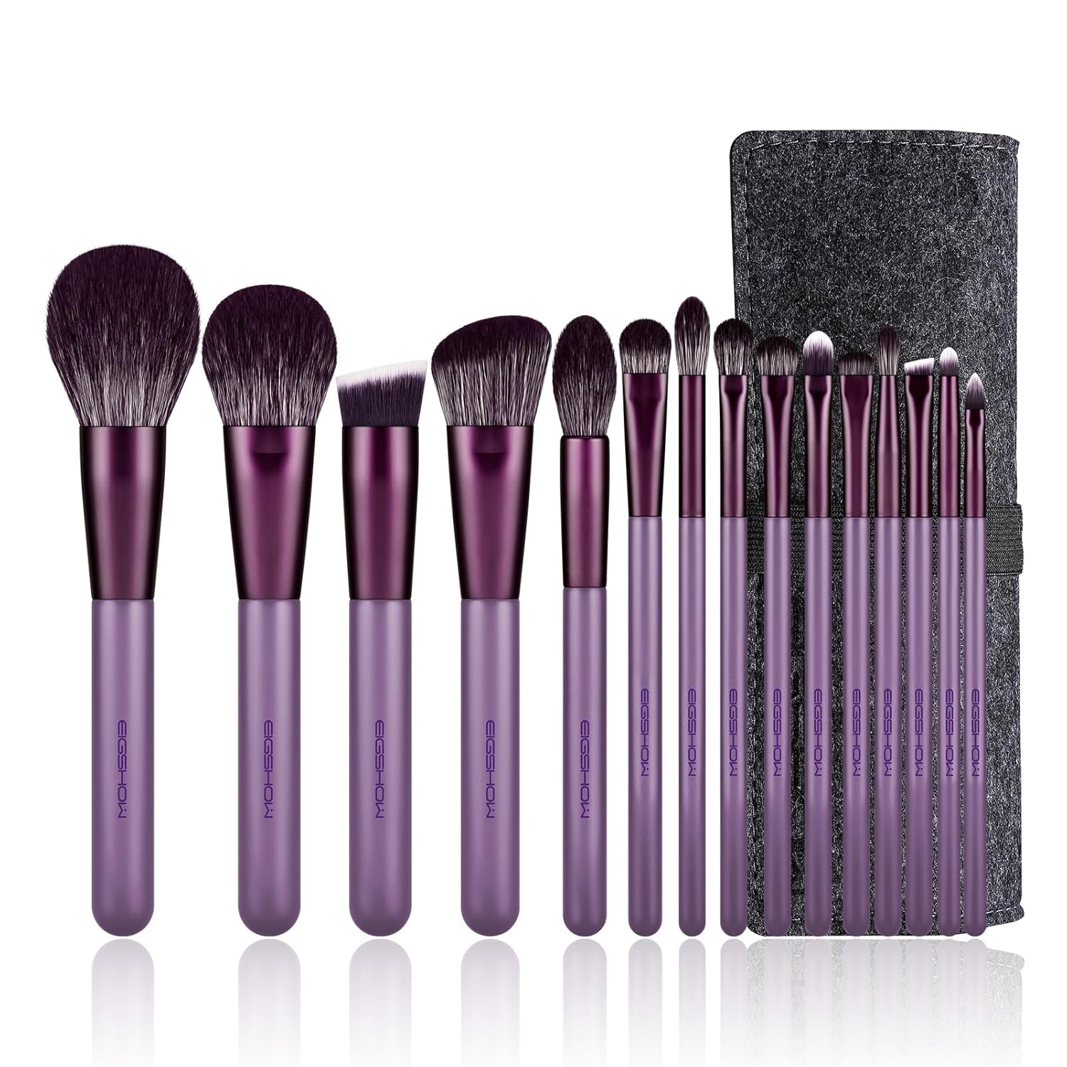 Makeup Brush Set, EIGSHOW Professional Makeup Brushes Kit Foundation Powder Concealers Eye Shadows Makeup 15 Piece for Eye Face Liquid Cream Cosmetics Brushes Kit, Gift for Women, Travel Set(Purple)