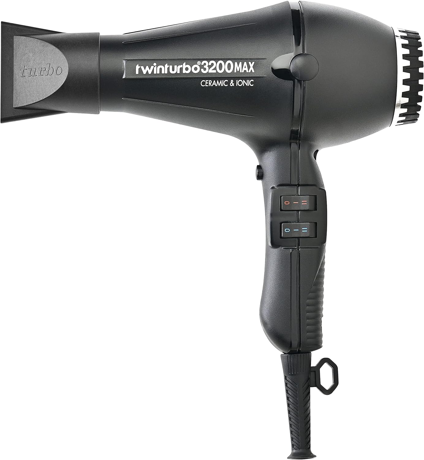 Turbo Power Twin Turbo 3200 MAX Ceramic & Ionic Black Hair Dryer + M Hair Designs Metal Mesh Diffuser (Bundle) – Professional High-Speed Blow Dryer for Curls, Volume & Frizz Control