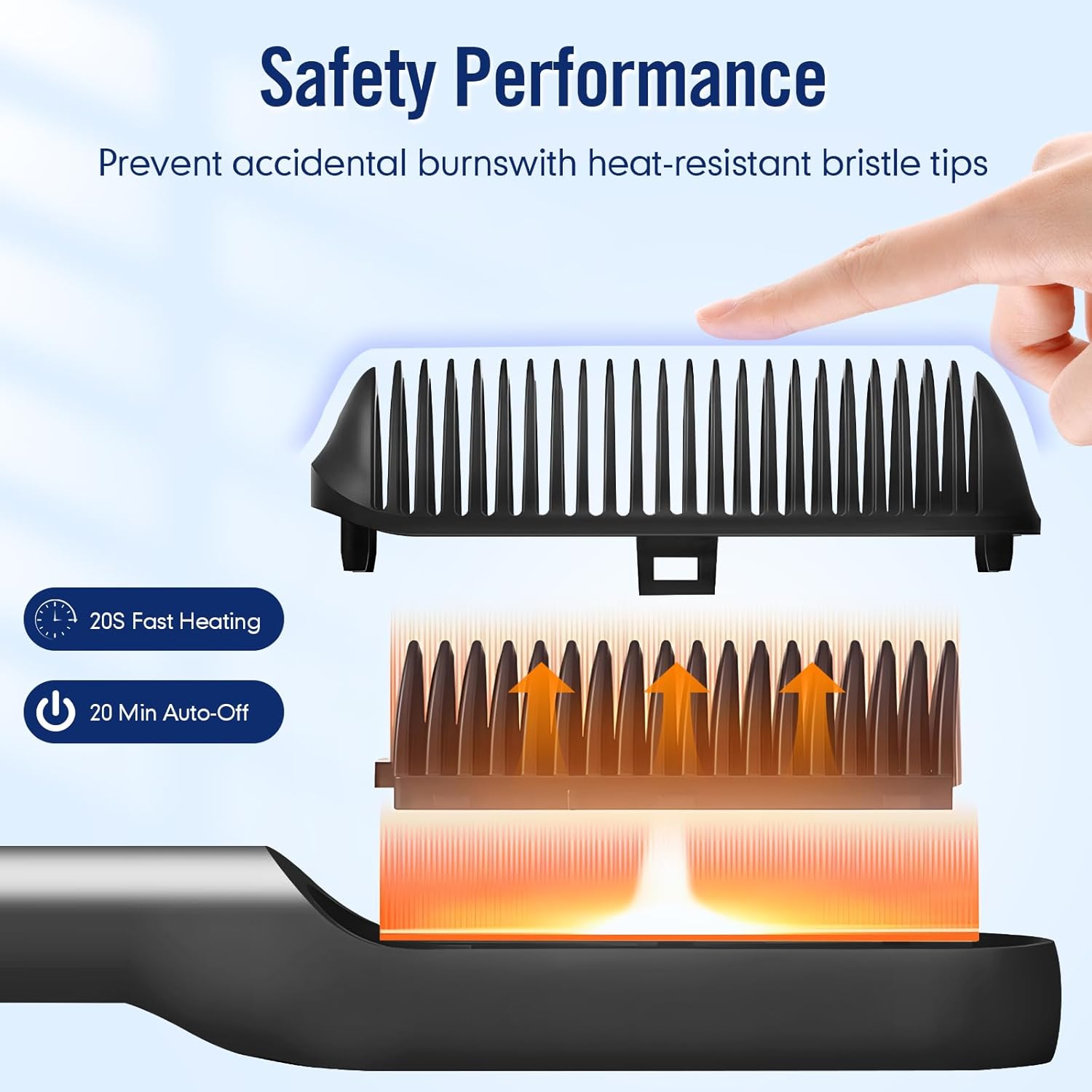 Hair Straightener Brush-Ionic Hair Brush Straightener for Women with 5 Temp Settings,Fast Heating & Dual Voltage Hair Straightening Comb,Anti-Scald & Auto-Shut Off (Black) - Image 4