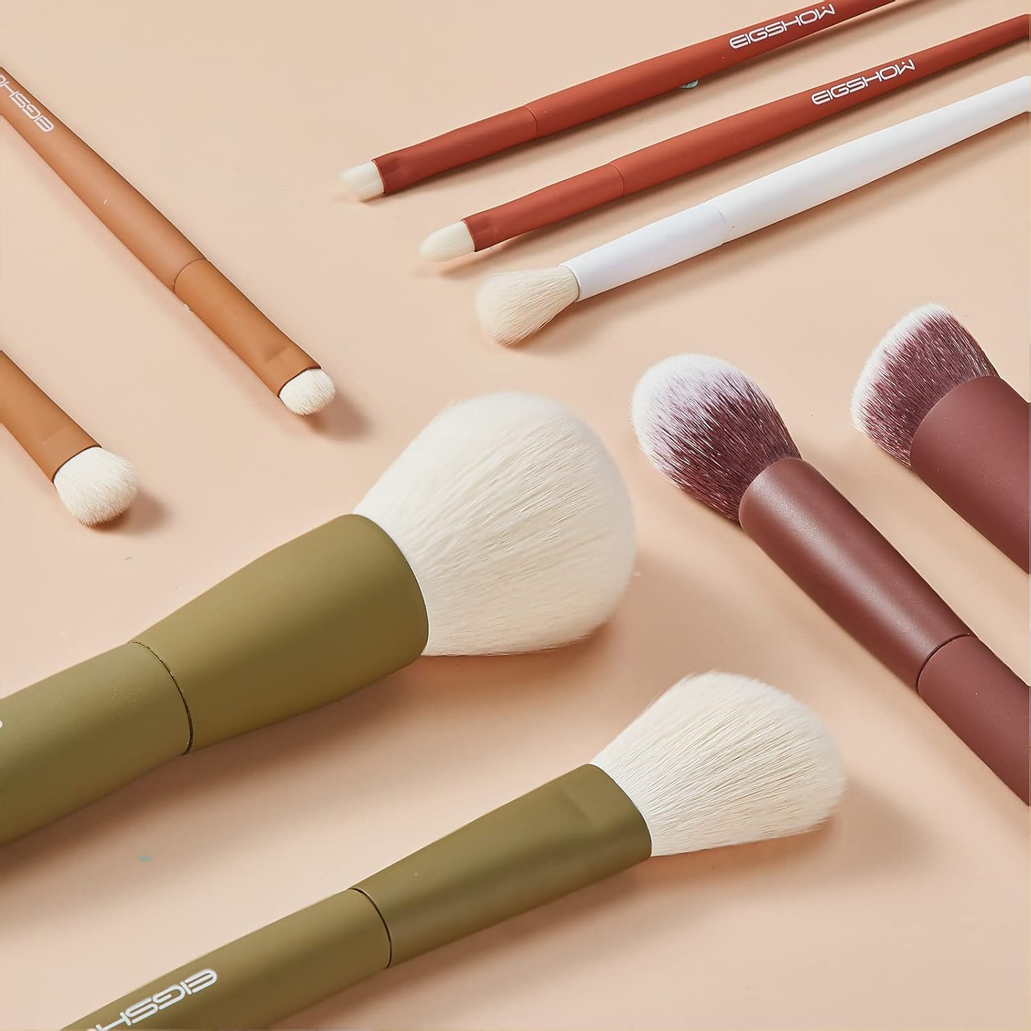Makeup Brushes, EIGSHOW 5 Colors Essential Kabuki Makeup Brush Set with Ultra Soft Synthetic Fibers for Powder Blush Concealers Contouring Highlighting - Image 5