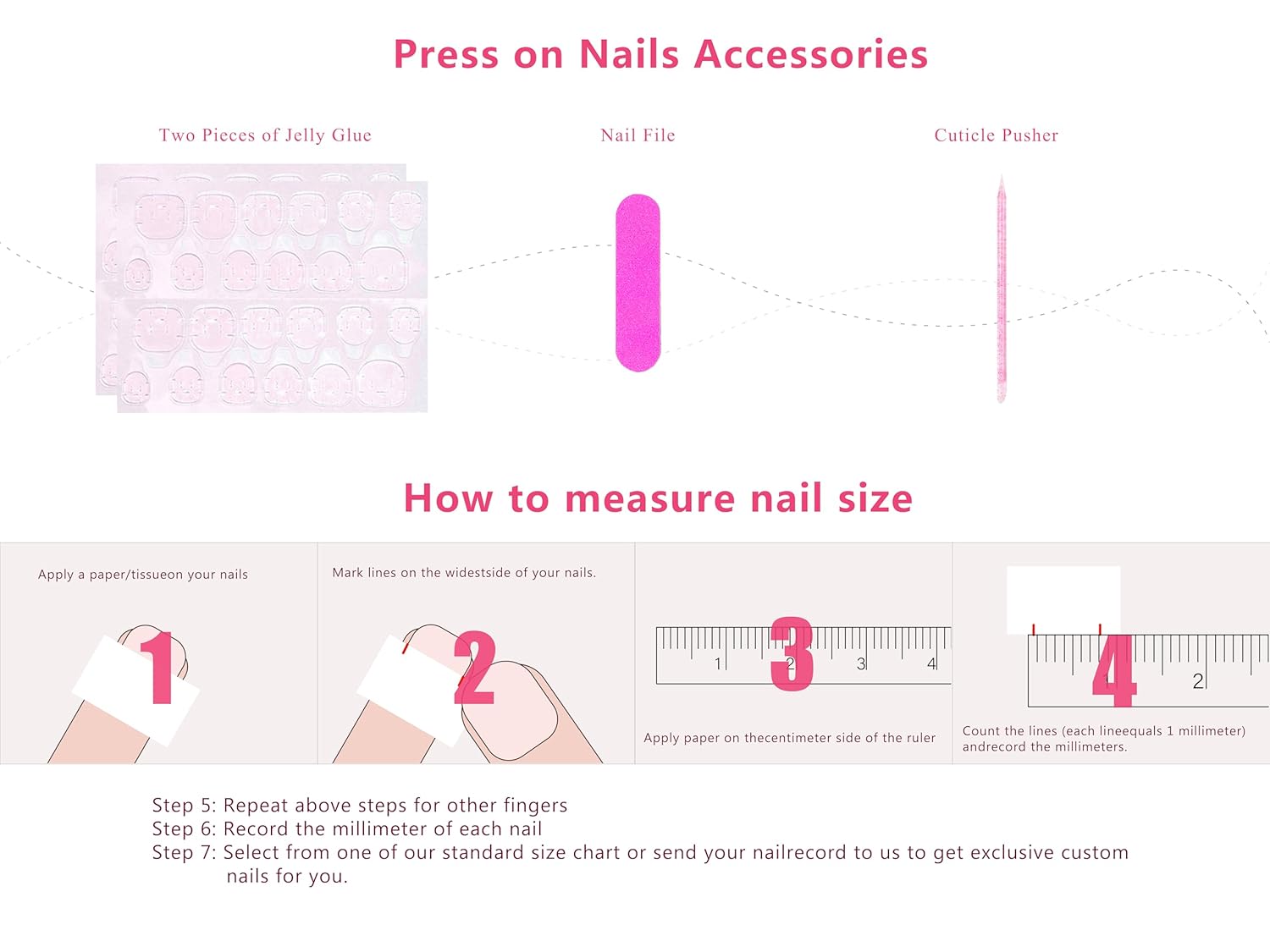 Press on Nails Gemini Blue French Tip Curve | Handmade with Full Covered Crystals | Reusable Fake Nails | Square Long 2.2 in | H172-S - Image 6