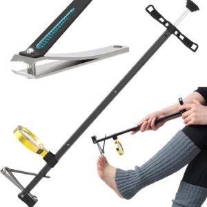 Long Handle Toenail Clippers with Magnifier -Wide Jaw & Ergonomic Design for Seniors, Arthritis & Limited Mobility | Heavy-Duty, No-Bend Trimming(40cm, Black)