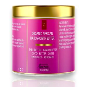 Chebe Hair Growth and Thickening Butter - Ayurvedic Deep Conditioner with Shea, Cocoa, Mango Butter, Fenugreek, and Rosemary for All Hair Types, 8 oz