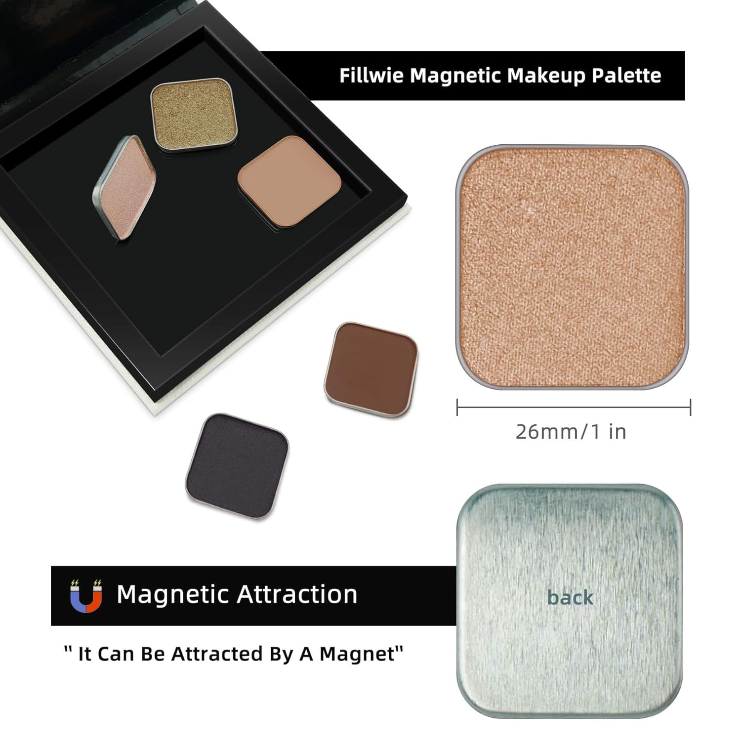 Magnetic Single Matte Eyeshadow with Metal Pan, Eyeliner Powder for Cat Eye Smoky Makeup, Eyeshadow Refill, Black Pan, for DIY Empty Magnetic Palette (Midnight Noir) - Image 5