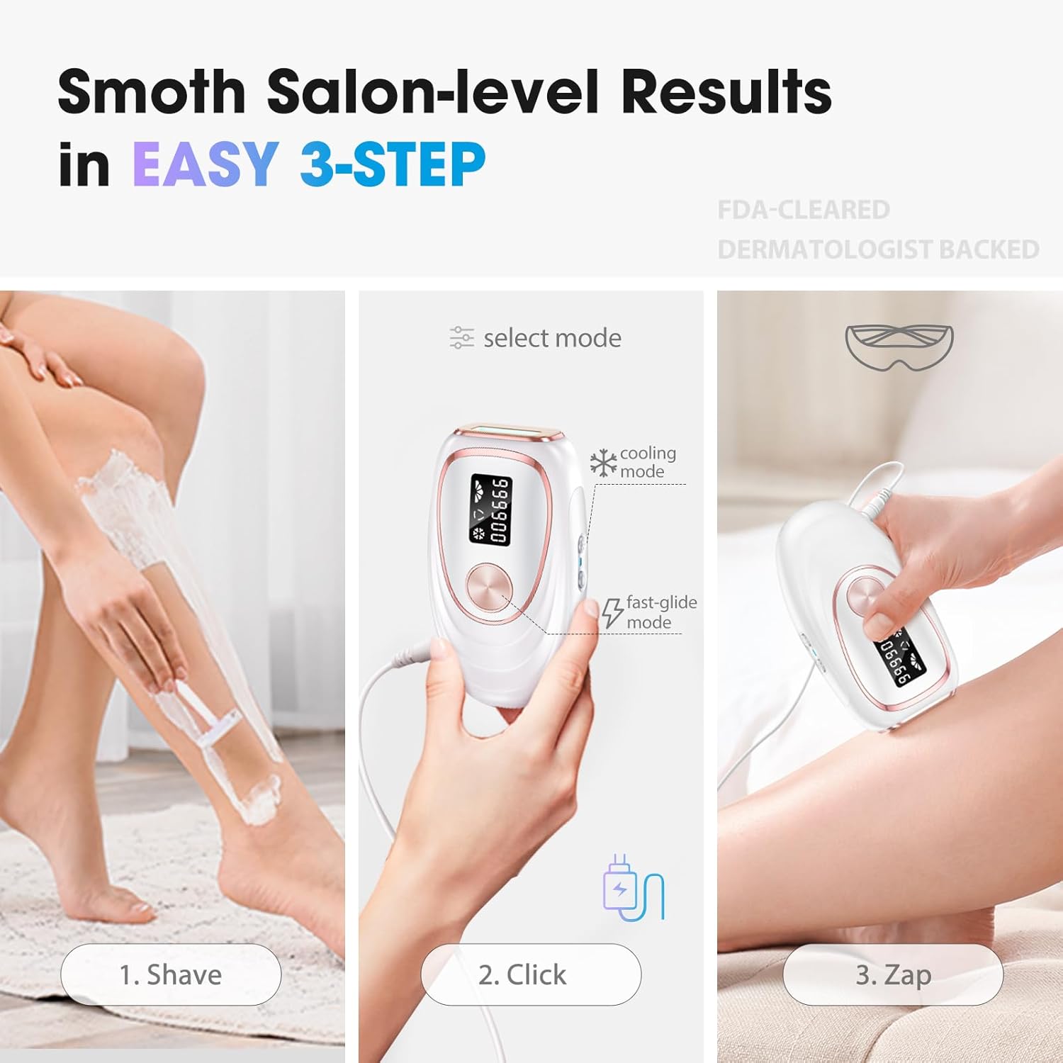 IPL Laser Hair Removal Device for Women & Men - Home 45°F Ice-Cooling Contact for Painless & Long-Lasting Results, 86% Hair Reduction in 3 Weeks for Full Body & Bikini Line, White - Image 8