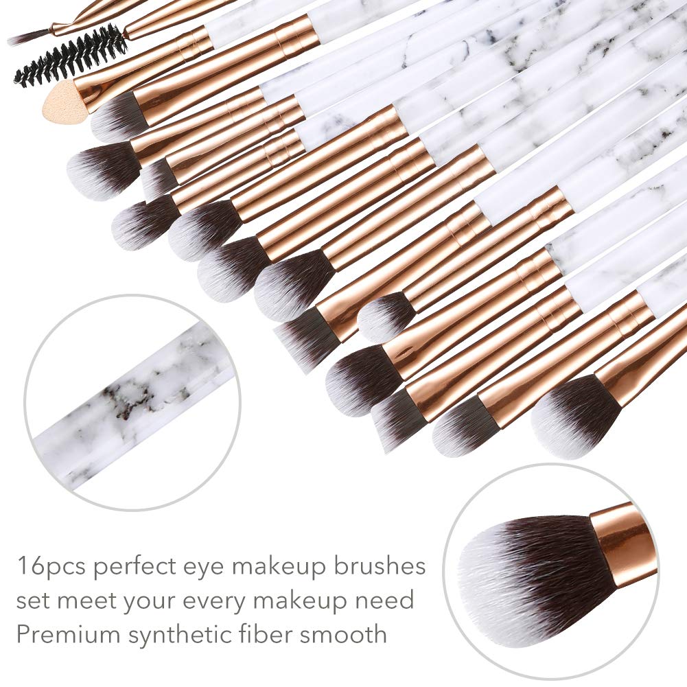 Eye Makeup Brushes DUAIU 16Pcs Eyeshadow brushes Eyebrow Eyeliner Blending Brush Premium Synthetic & Marble Handle Brushes sets with Pink Cosmetic Bag - Image 2