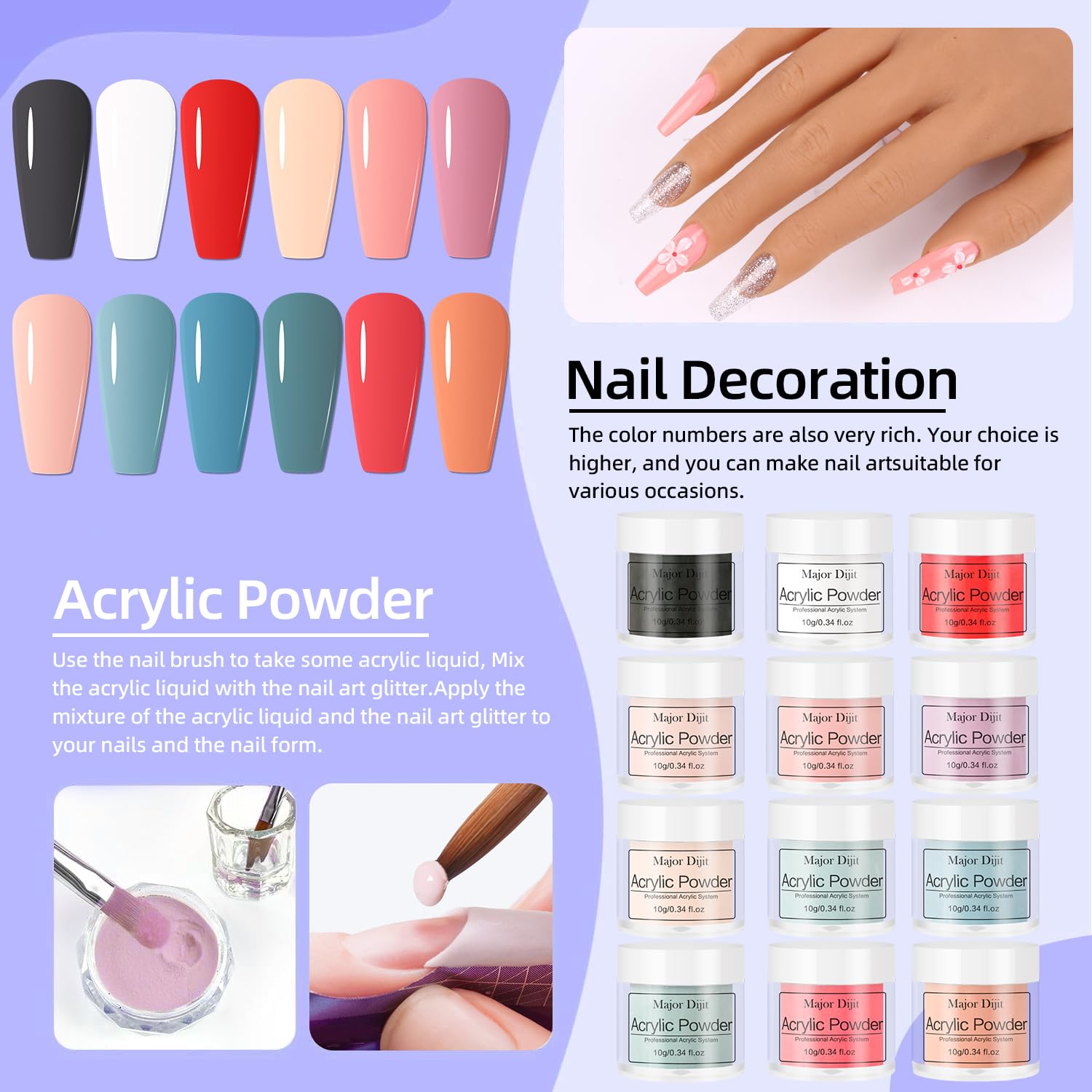 Acrylic Nail Kit Starter Nails Kit Acrylic Set Acrylic Powder with Nail Drill U V Light Acrylic with Everything for Beginners Acrylic Nail Set Full Acrylic Nail Supplies (-27) - Image 6