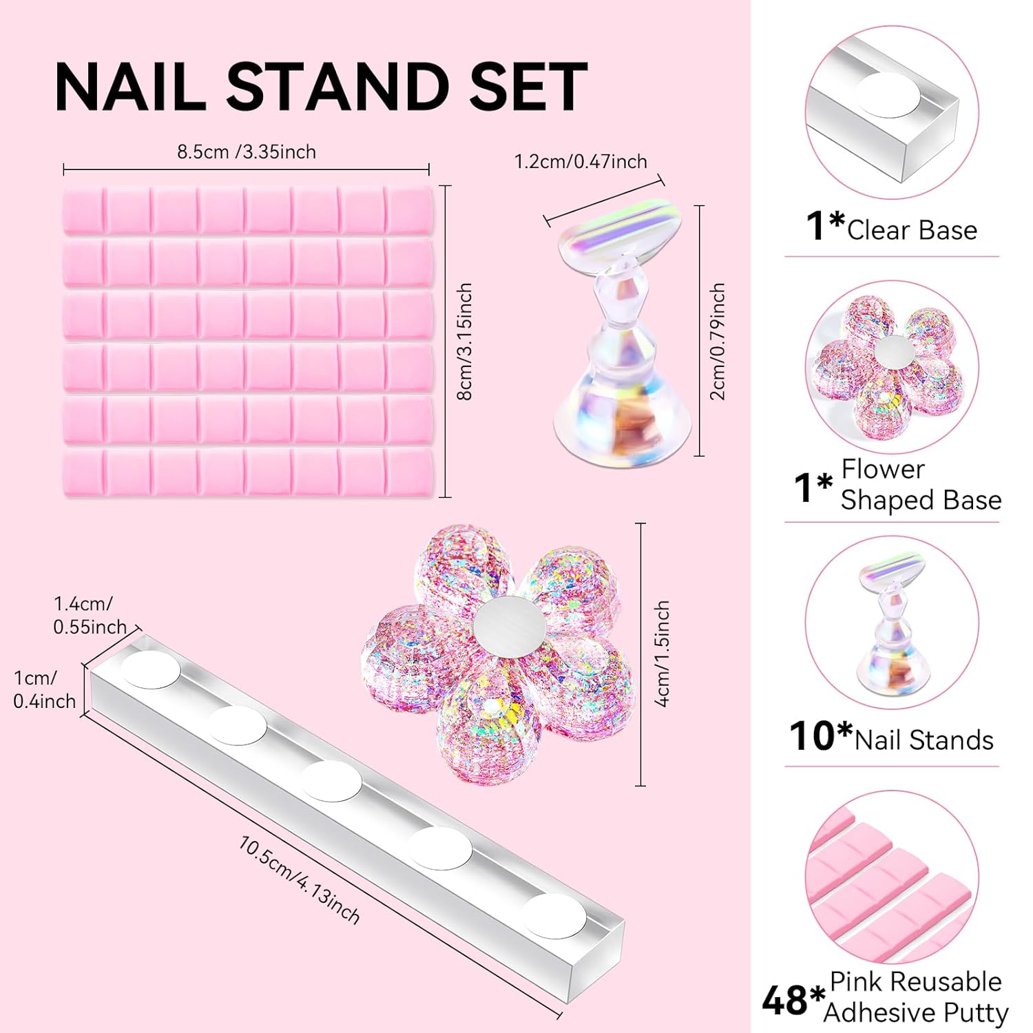 Makartt Nail Stand for Press On Nails Display Practice Art Magnetic Fake Nail Holder for Painting Nails Stand for False Nail Designs with Reusable Putty for Home DIY Beginner Salon Supplies - Image 7