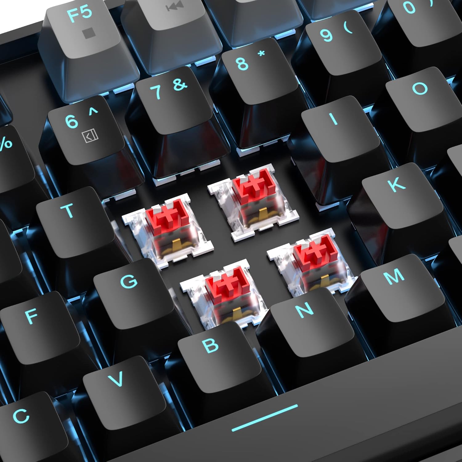 MageGee 75% Mechanical Gaming Keyboard, Red Switch, LED Blue Backlit, 87 Keys Compact TKL Wired Computer Keyboards for Windows Laptop PC Gamer - Black/Grey - Image 2
