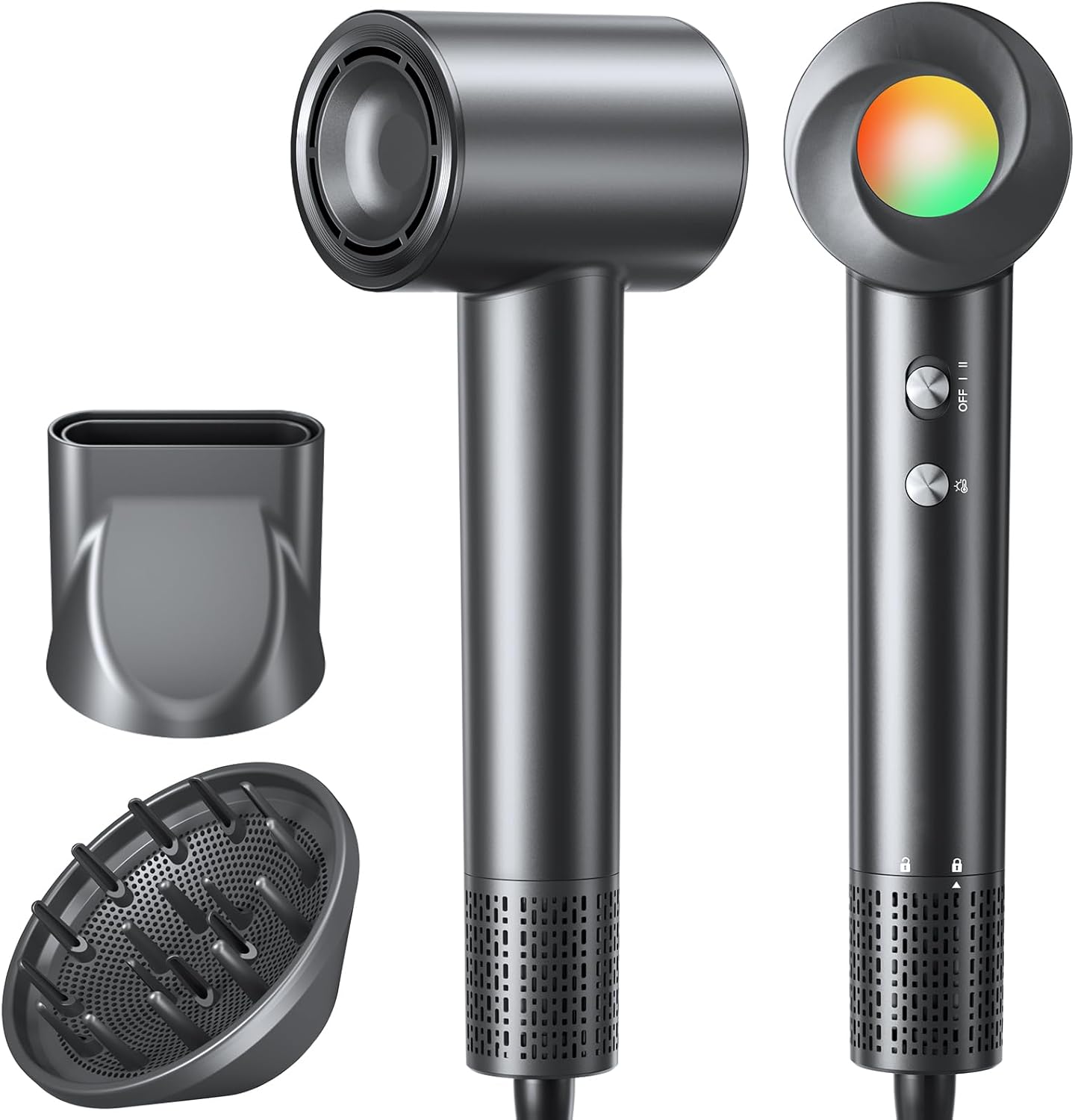 Hair Dryer, 150000 RPM Ionic Hair Dryer Portable Lightweight Blow Dryer with 500 Million Negative Ions, Fast-Drying, Lightweight and Quiet with Diffuser & Nozzle, Perfect for Home and Travel-Black