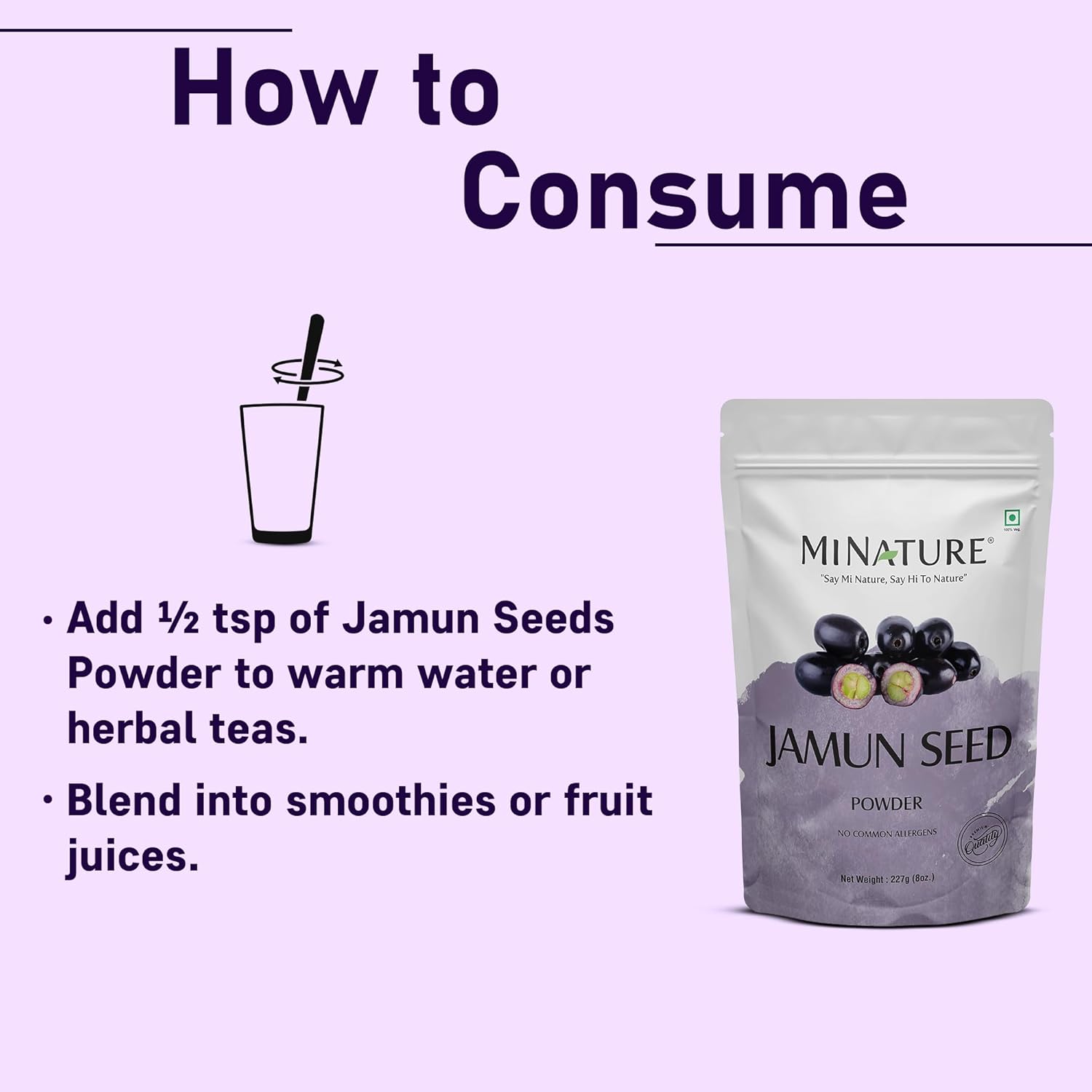 Jamun Seed Powder(Eugenia Jambolana) by mi Nature| 227 g (8 oz)(0.5 lb) | Herbal Supplement | Improves Digestion - Image 4