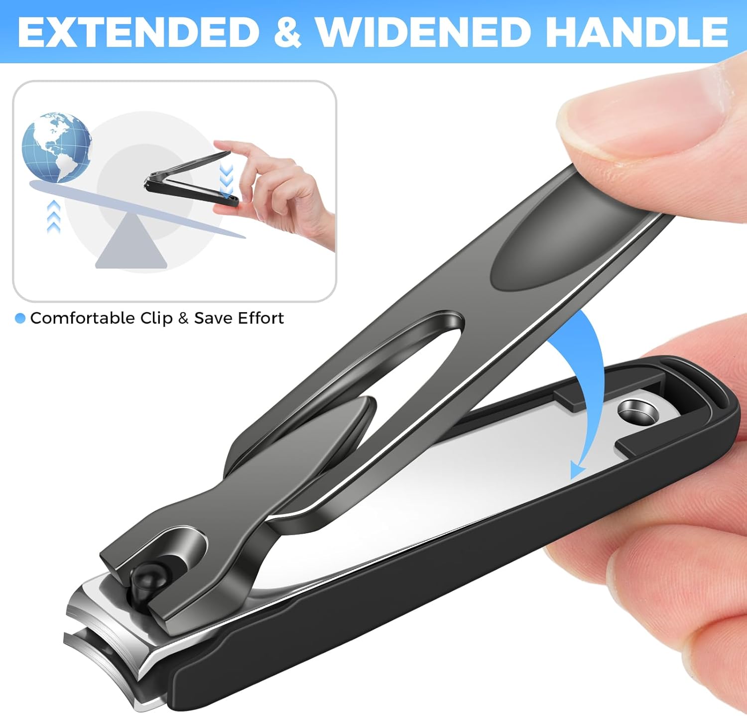 Stainless Steel Nail Clipper Set for Men and Women, 2 Pack with Catcher, Mess-Free - Image 5