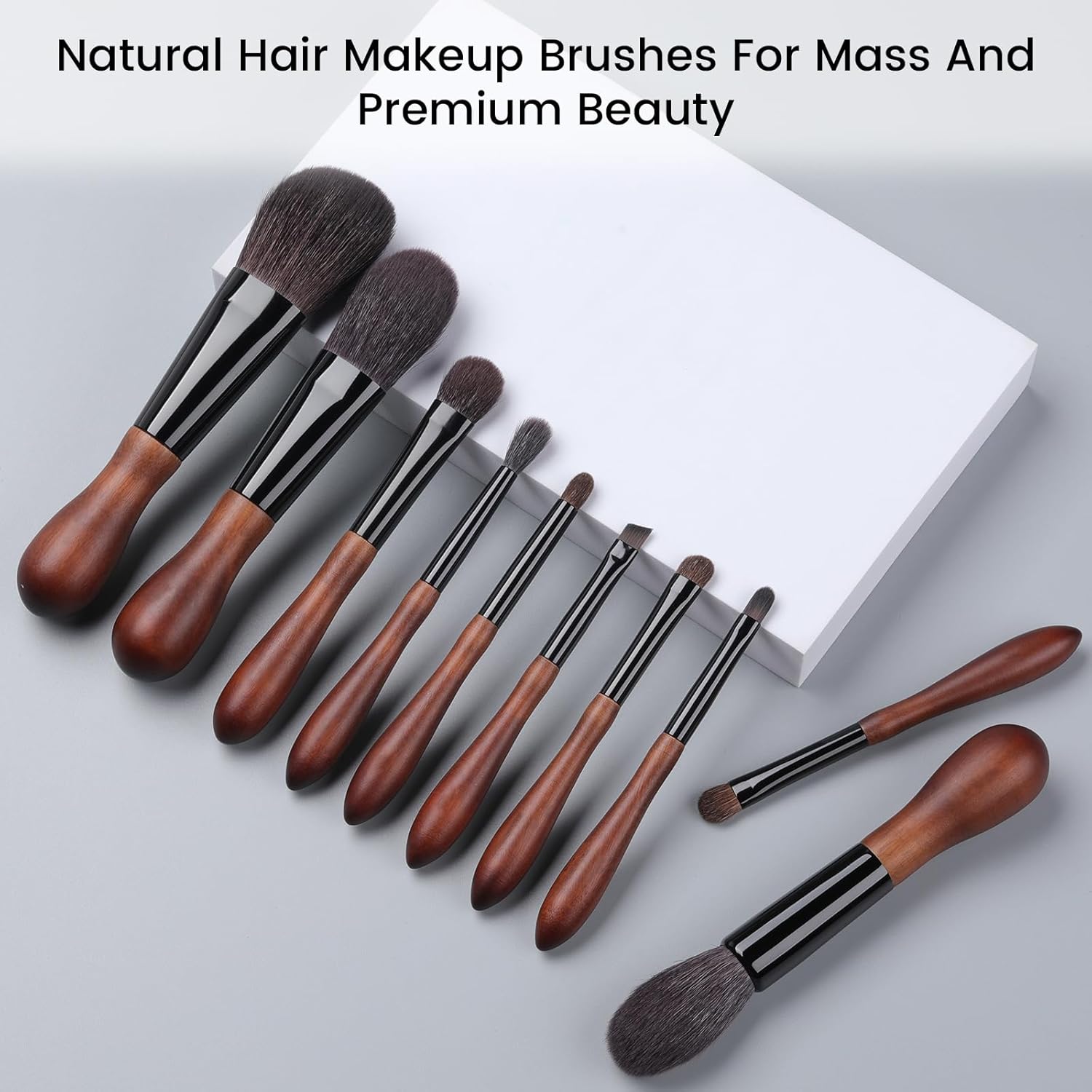 Natural Goat Hair Make up Brushes Set Professional, Makeup Artists' Premium Beauty Real Soft Makeup Brushes, Ultra Natural Bristle Cosmetic Brushes, Portable Small Travel Natural Makeup Brushes - Image 2