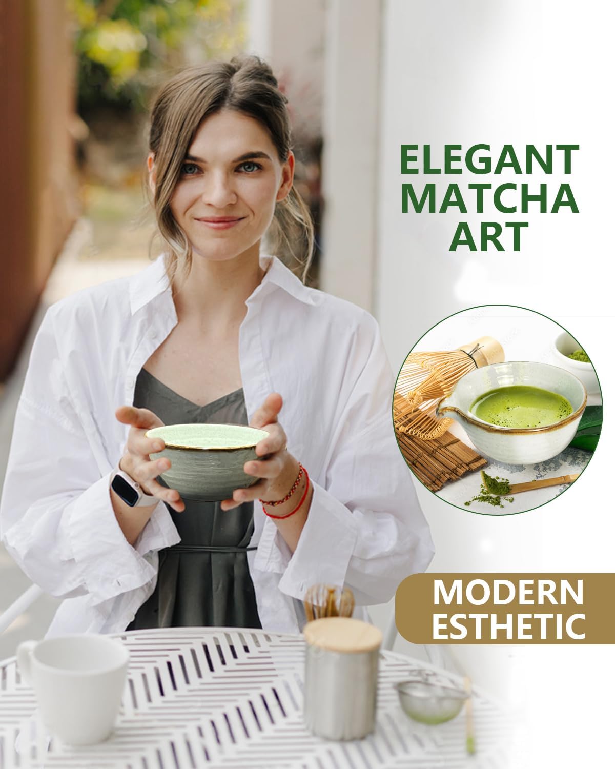Matcha Whisk Set with Matcha Bowl, Matcha Bamboo Whisk, Scoop, Sifter, Matcha Whisk Holder Unique Gifts for Women Men Girl Friend Home Kitchen Decor Gifts for Christmas, Birthday,Halloween - Image 5
