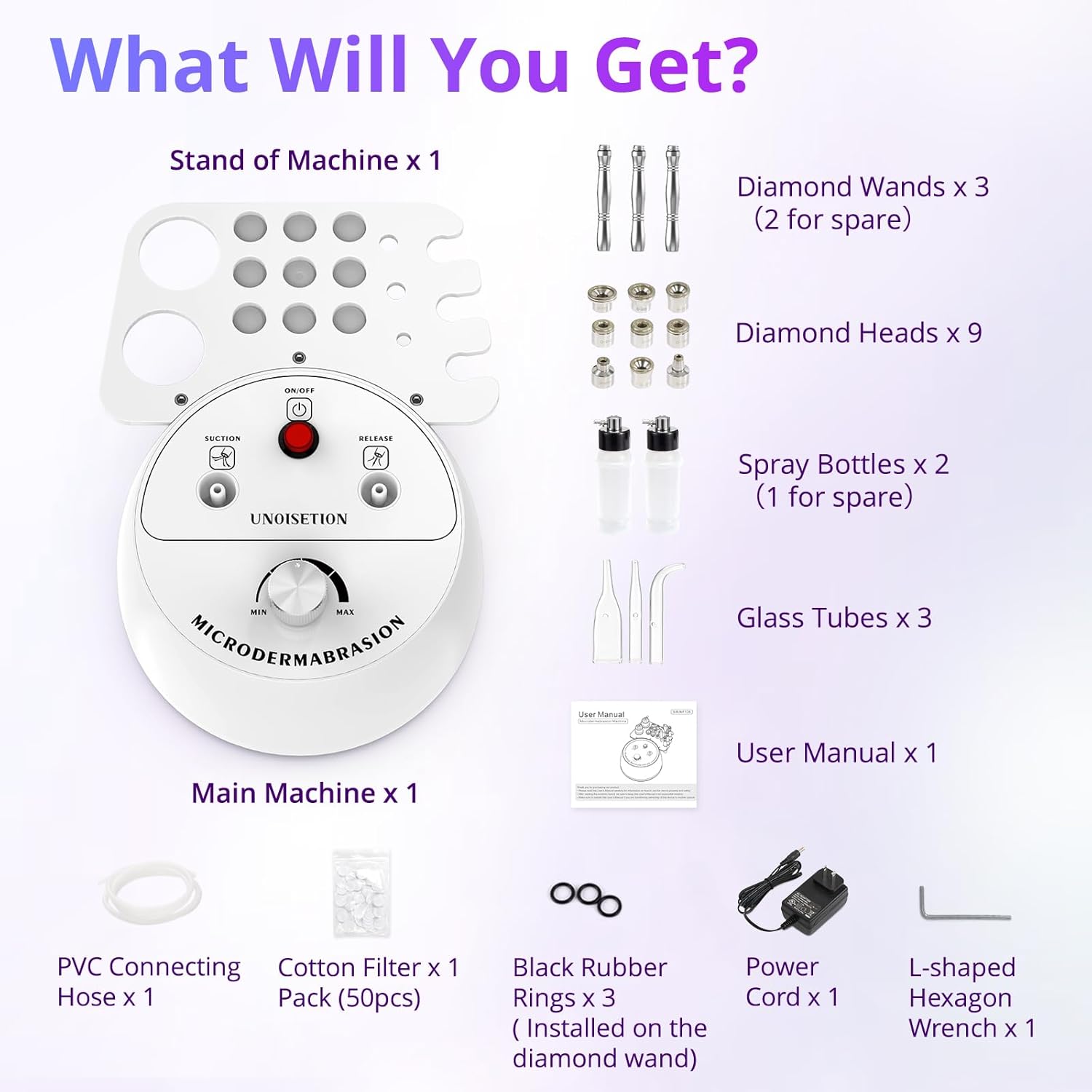 Diamond Microdermabrasion Machine Professional, 3 in 1 Dermabrasion Facial Peeling Skin Care Device for Salon Personal Home Use - Image 9