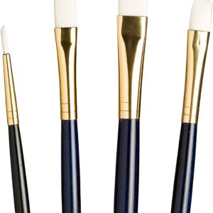 Princeton RealValue Paintbrush, Round 1, Bright 4, Filbert 4, Flat 6, Dark Blue
