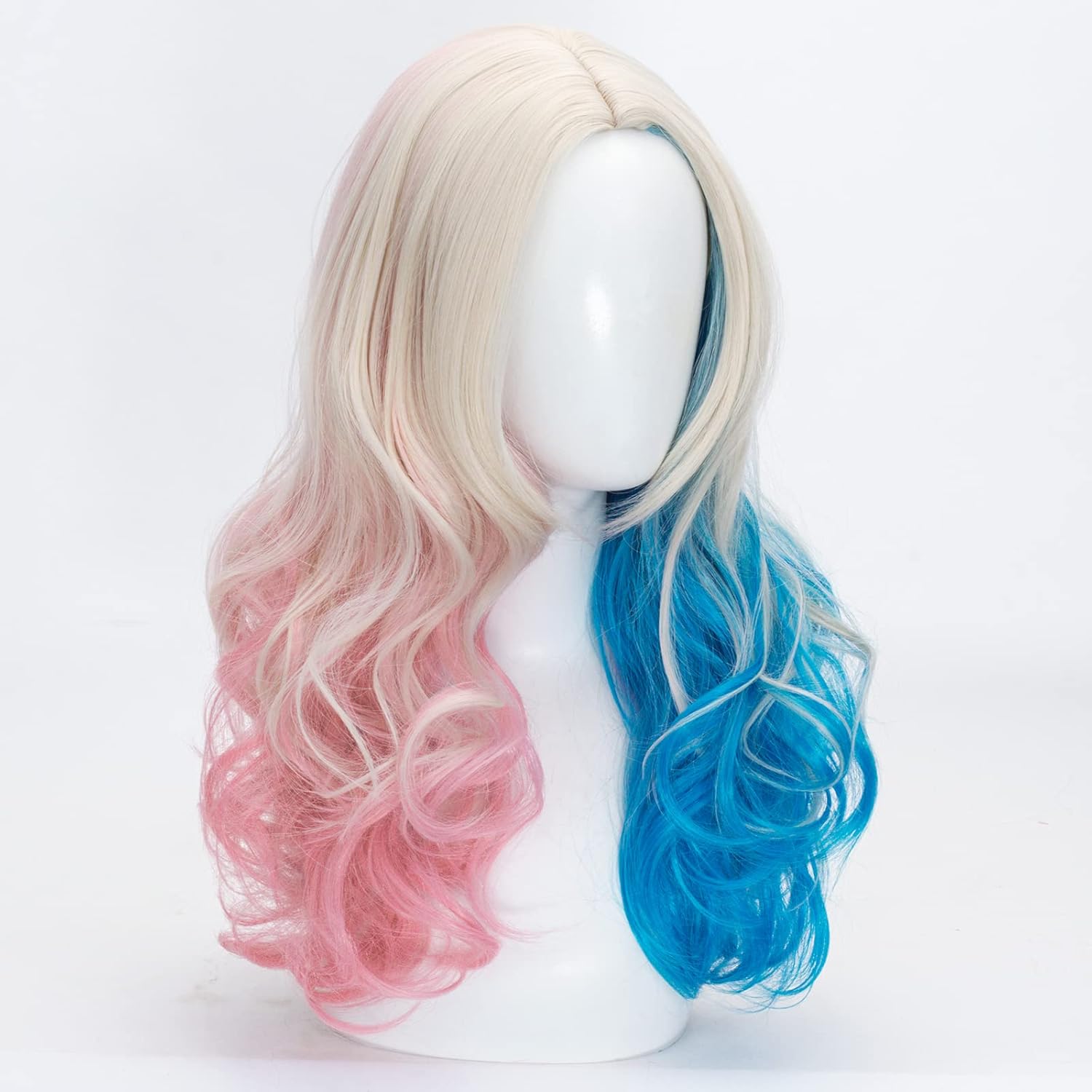 Pink and Blue Long Curly Wigs for Women No-bangs Clip on Ponytails Cosplay Wig,Halloween Party Show Daily use Wig - Image 2