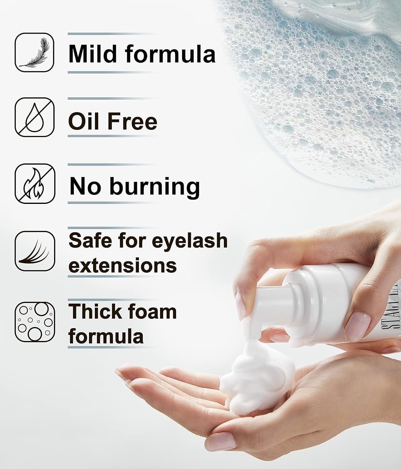 STACY LASH Eyelash Extension Shampoo + Brush / 1.69 fl.oz / 50ml / Eyelid Foaming Cleanser/Wash for Extensions & Natural Lashes/Safe Makeup Remover/Supplies for Professional & Home Use - Image 4