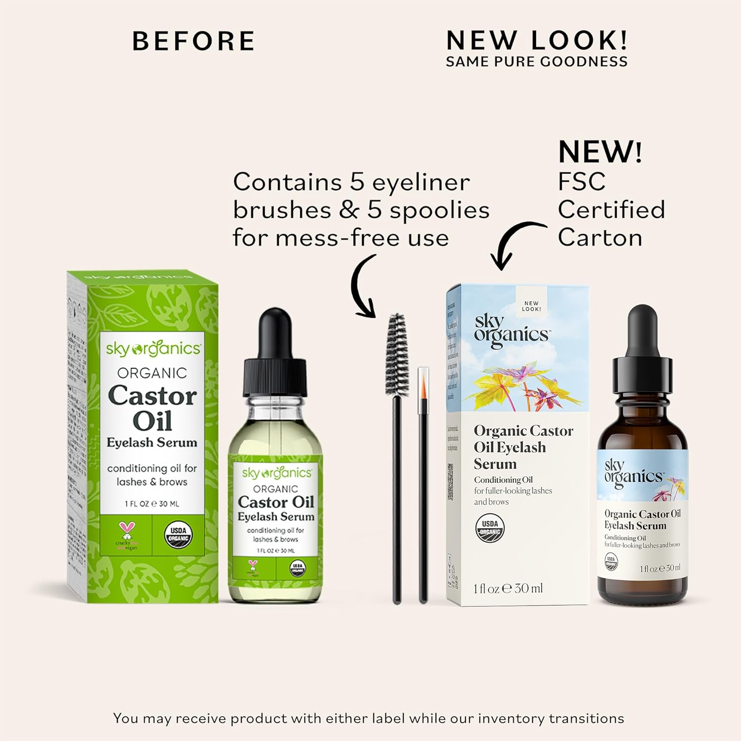 Sky Organics Organic Castor Oil Eyelash & Brow Serum, Hexane-Free Conditioning Oil that Promotes Fuller Looking Lashes & Eye Brows, 100% Pure & Cold-Pressed 1 fl. Oz. / 30 ml w ebook - Image 2