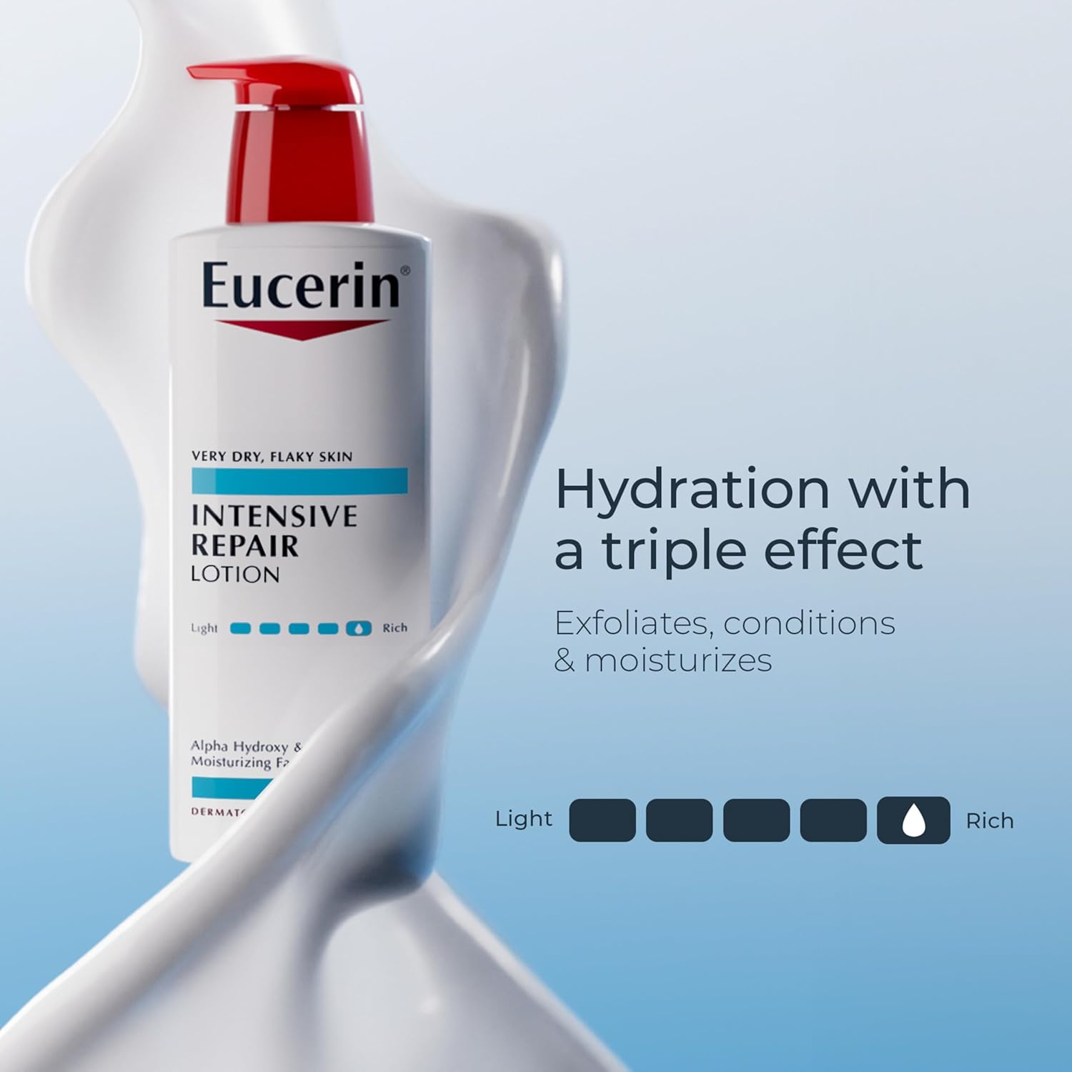 Eucerin Intensive Repair Body Lotion for Dry Skin with Alpha Hydroxy, Body Moisturizer for Very Dry Skin, Moisturizes, Exfoliates and Conditions, Paraben Free and Fragrance Free, 16.9 Fl Oz Bottle - Image 2