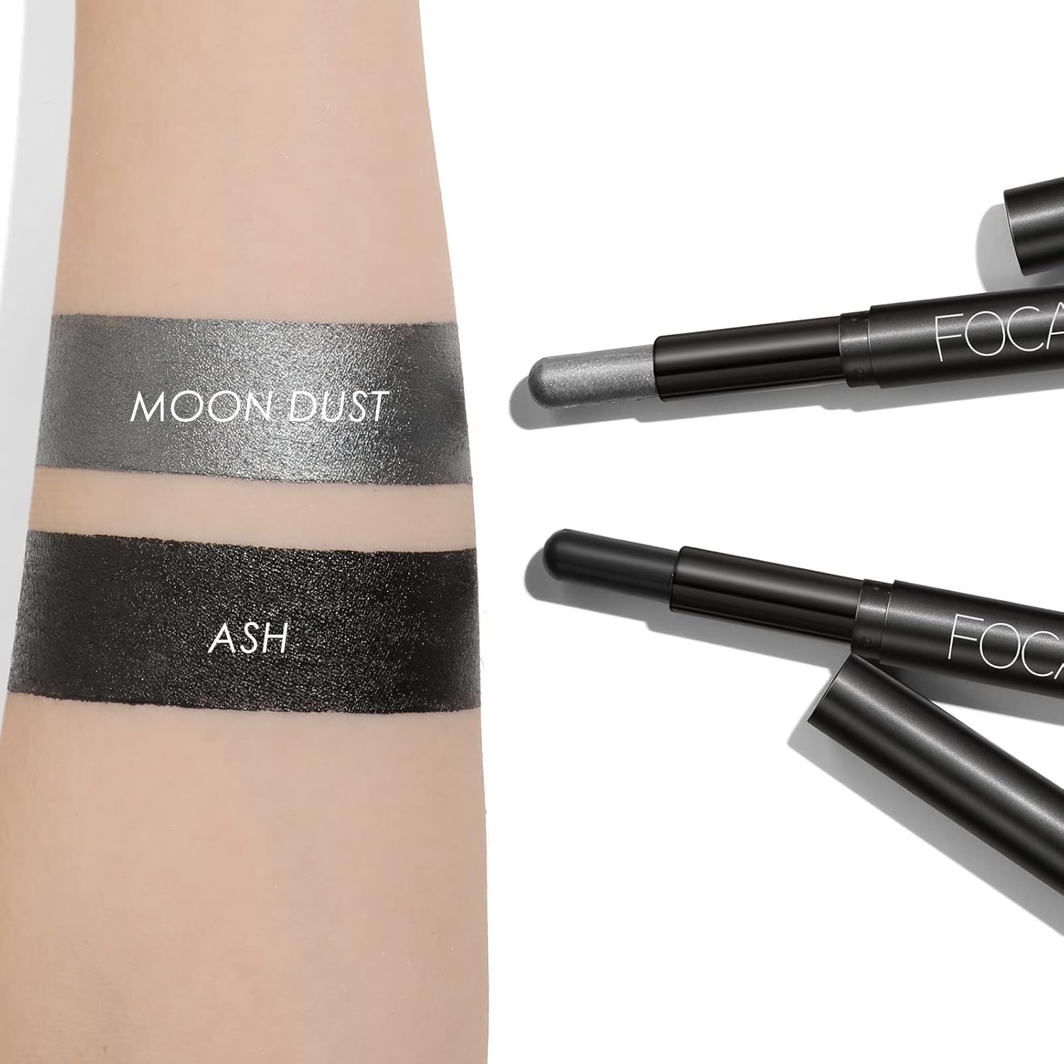FOCALLURE 2 Pcs Cream Eyeshadow Stick,Brightener Eyeshadow Pencil Crayon,Highlighter Eye Shadow Stick Sets with Crease-proof Formula,Long Lasting Waterproof Eye Shadow Make Up,Smoky-night - Image 3