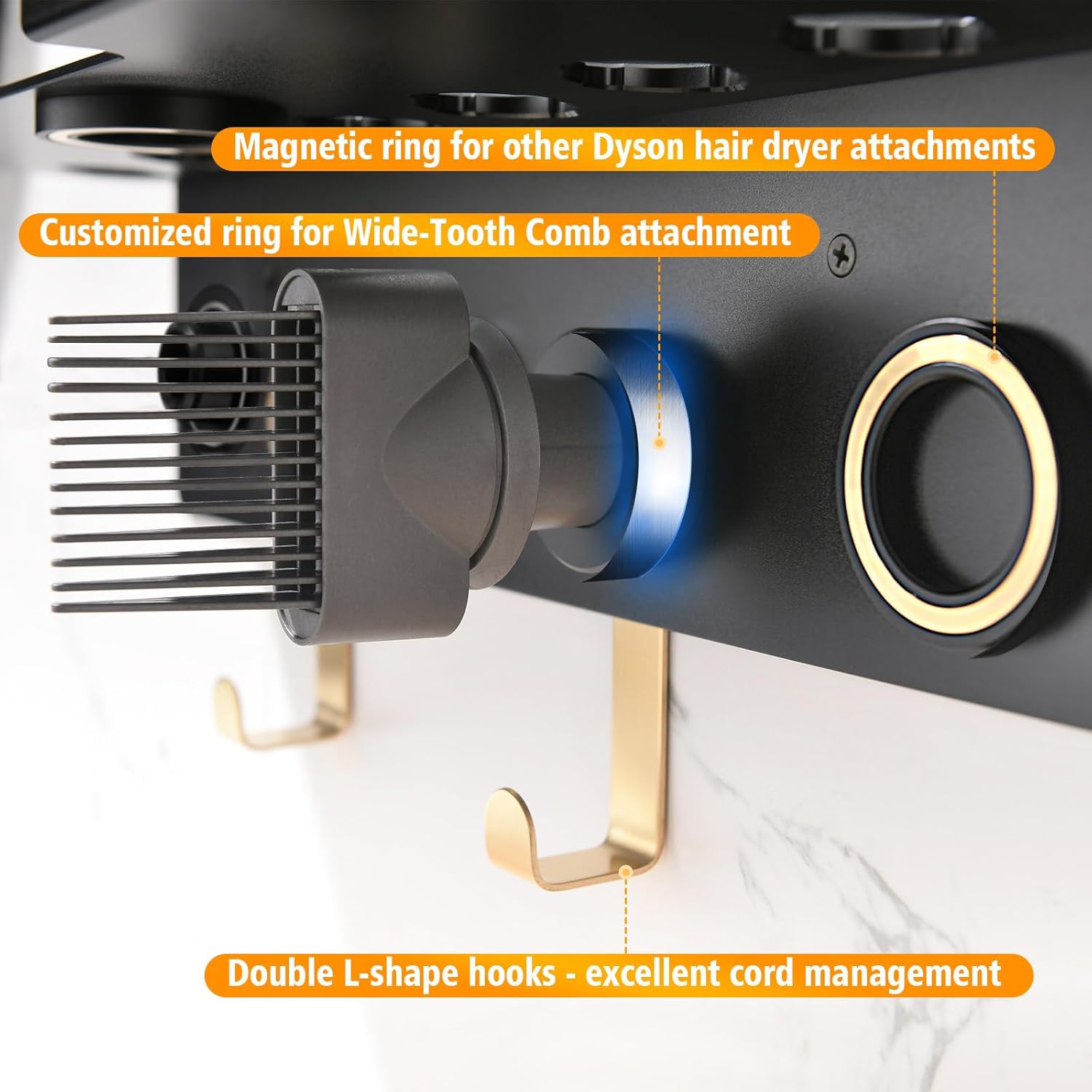 Wall Mount Holder Compatible for Dyson Hair Dryer Supersonic Nural Airwrap Hair Styler, Upgraded 2in1 Dyson Airwrap Holder Dyson Hair Dryer Holder for 5 Dyson Hair Dryer Attachments Chorten Nyima - Image 8