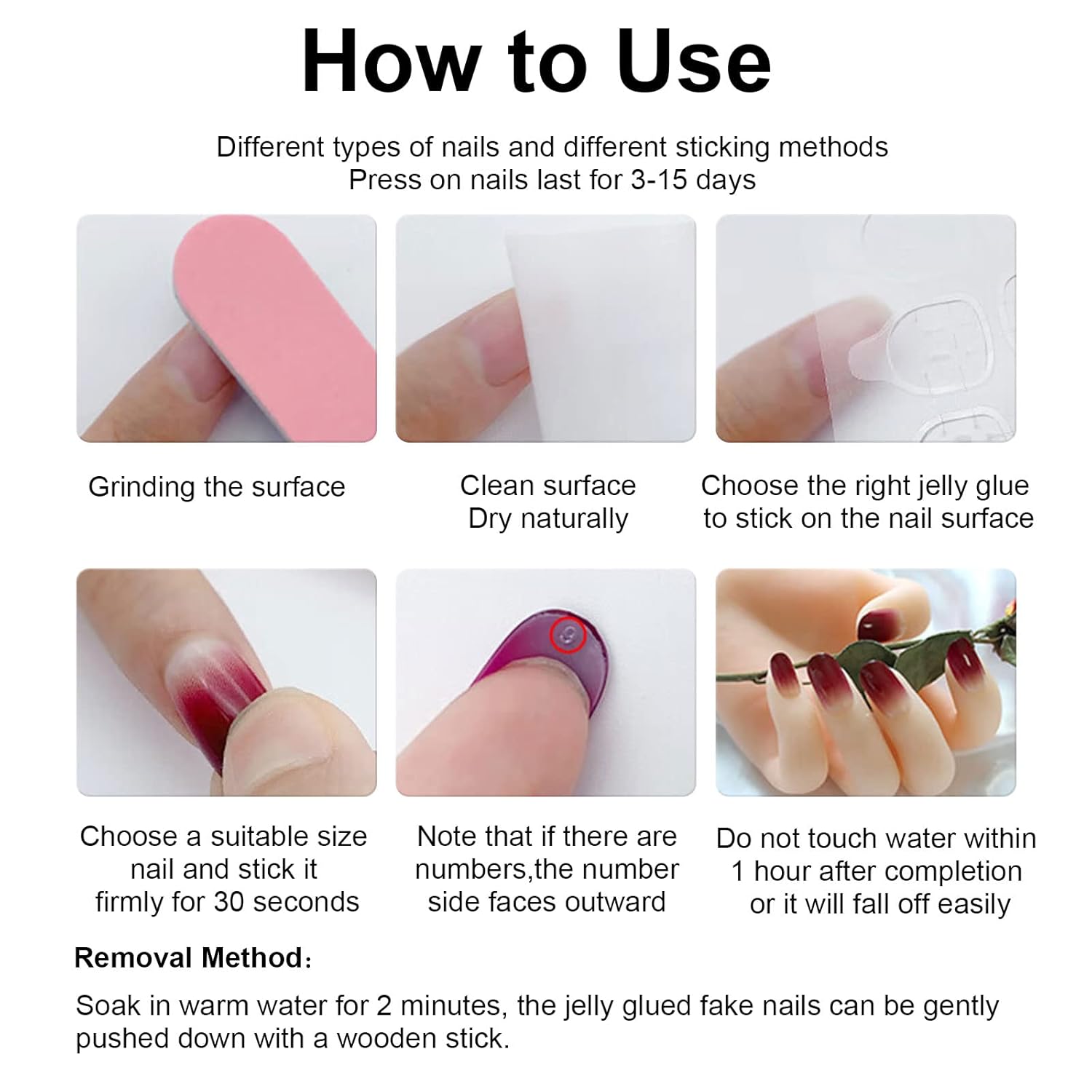 24 Pcs Pink Press on Nails Medium Square - SHANRUN White French Fake Nails Press ons Nail Art Tips Glue on Nails Full Cover Artificial Acrylic False Nails with Rhinestone Bow Design Stick on Nails - Image 6