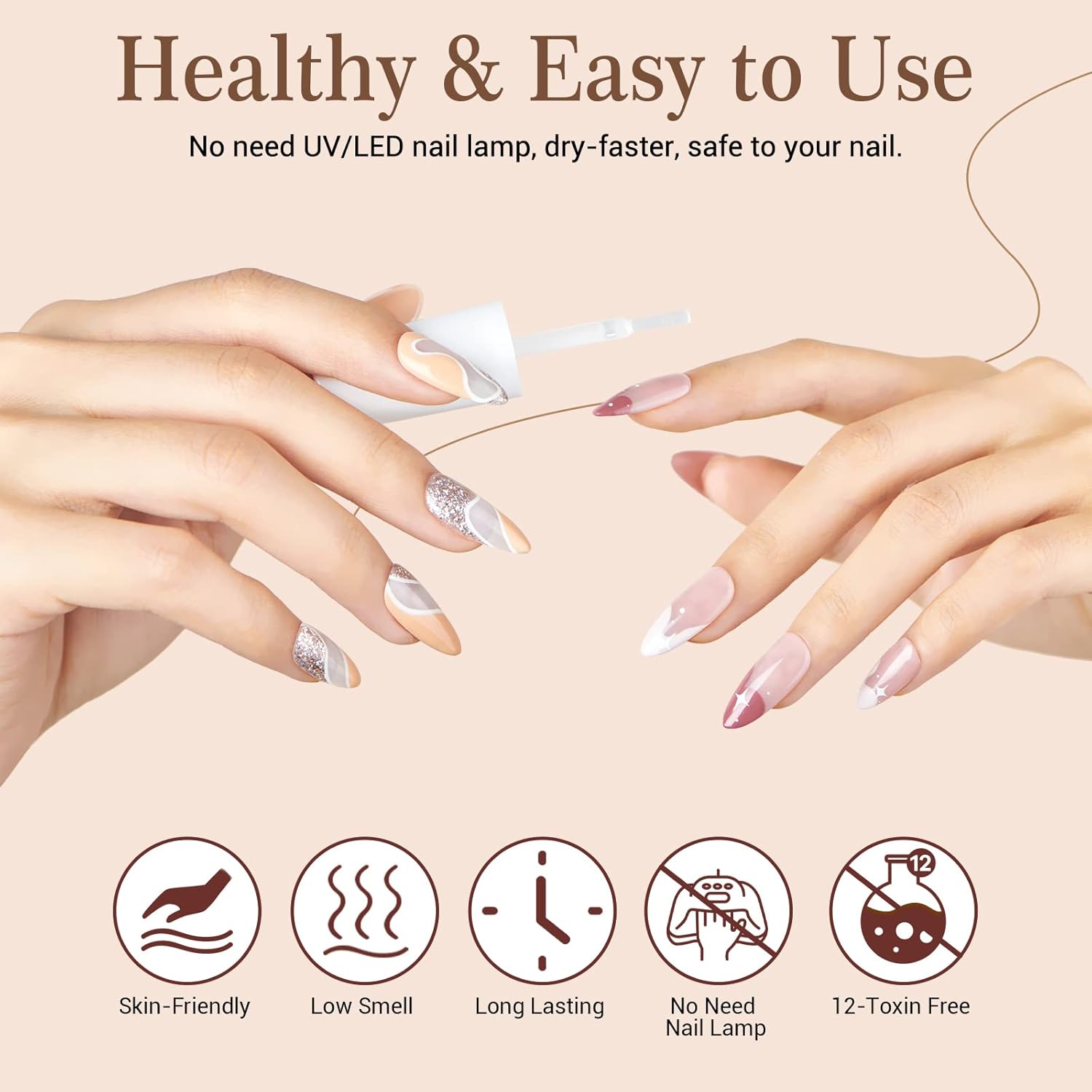 AZUREBEAUTY Dip Powder Liquid Set 15ml/0.5oz 8 Pcs Dipping Base Activator and Top Coat Brush Saver Nail File Necessary Tools for Dip Kit No Lamp Needed - Image 5