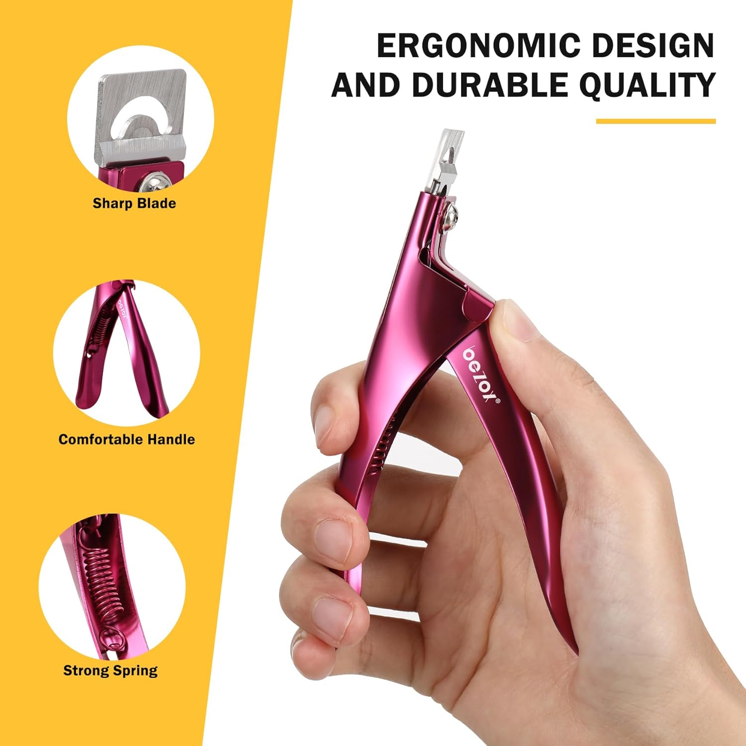 BEZOX Sharp Blade Acrylic Nail Clipper, Professional and High Precision Nail Tip Cutters, False Nail Cutter for Nail Tips - Image 4