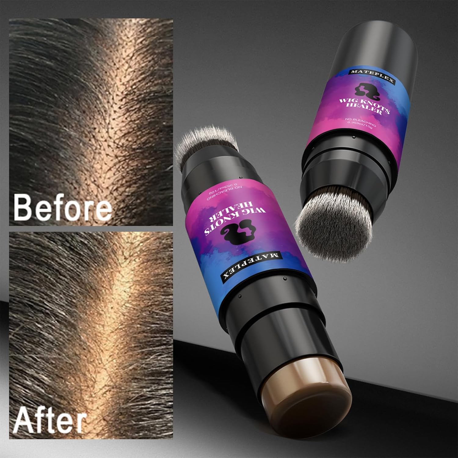Wig Knot Concealer and Healer, Brown-02, 5 Latest Colors, Sweatproof, Portable, Double-head for Lace Wigs Frontal Part & Hairline, Stick with Brush, Makes Wigs Look Natural, Natural Material - Image 4