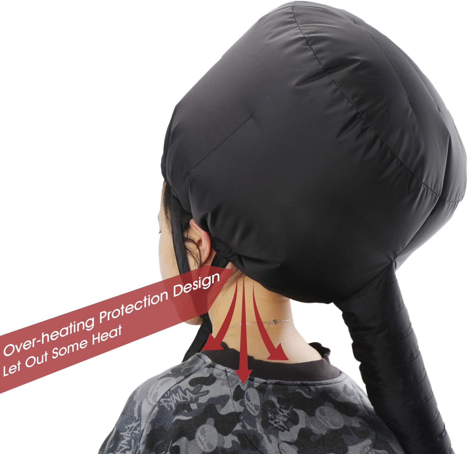 Bonnet Hooded Hair Dryer Attachment, Larger Adjustable Deep Conditioning Cap for Fast Hair Drying with Elastic Band for Fixing Free, Hair Curling Nursing Oil Treat-Ment SPA Steamer Cap - Image 5