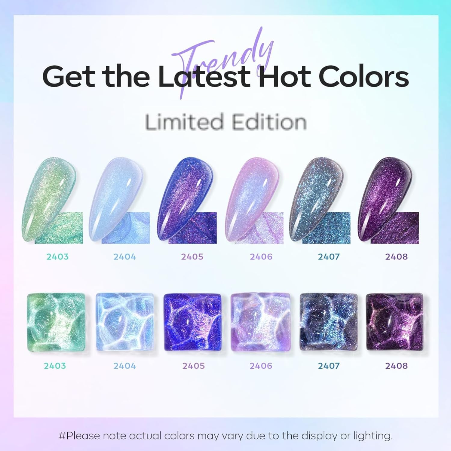 modelones Chameleon Gel Nail Polish Set- 6 Colors Aurora Shimmer Glitter Gel Polish Kit Blue Green Purple Nail Gel Polish All Seasons Soak Off LED Nail Lamp Nail Art Gel Kit DIY Salon Gift for Women - Image 2