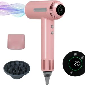 Hair Dryer,7 Temps&31 Modes.Intelligent Temperature Control,LCD Display,Self-Cleaning Mode,Facial Care Mode.1600W RPM Ionic Blow Dryer.Low Noise Thermo-Control Hair Dryer with Diffuser and Nozzle