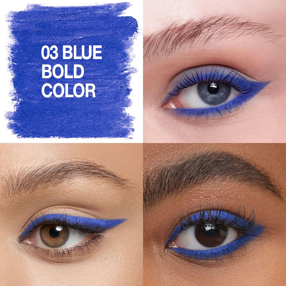 evpct Blue Eyeliner Pencils for Eyes, Royal Blue Colored Eye Liner Pencil Makeup Waterproof Smudge Proof, Colored Gel Waterline Eyeliner Liquid, Face Paint Stick Lipstick Pen Halloween Makeup - Image 3