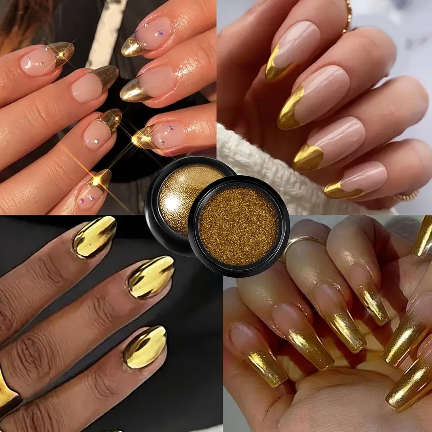 Holographic Mirror Gold Nail Chrome Powder Effect Metallic Dust Sequins UV Gel Gold Chrome Nail Powder Pigment for Nail Art Decoration, Gold Chrome Powder for Nails - Image 3