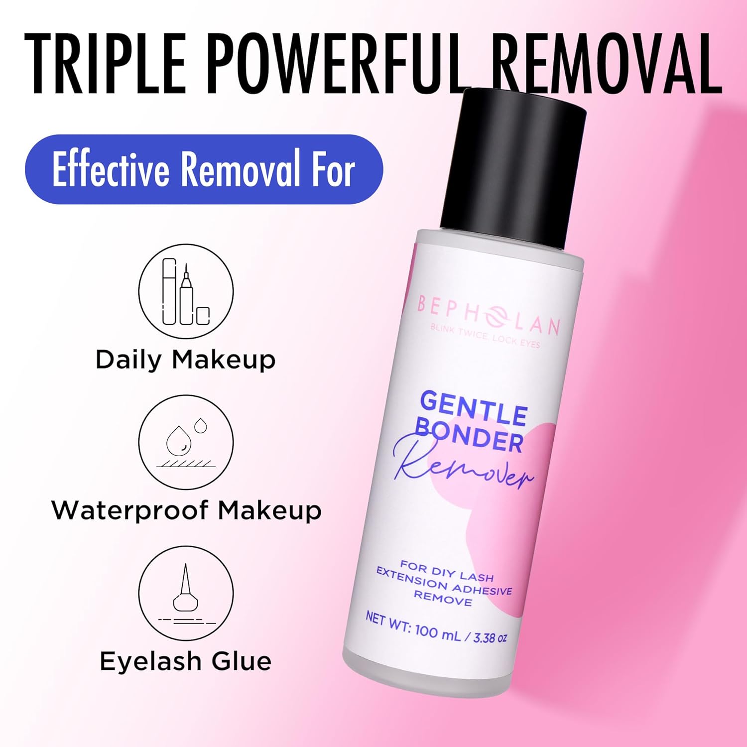 BEPHOLAN 100ml Gentle Sensitive Eye Lash Glue Remover for DIY Extension & Makeup - Image 2