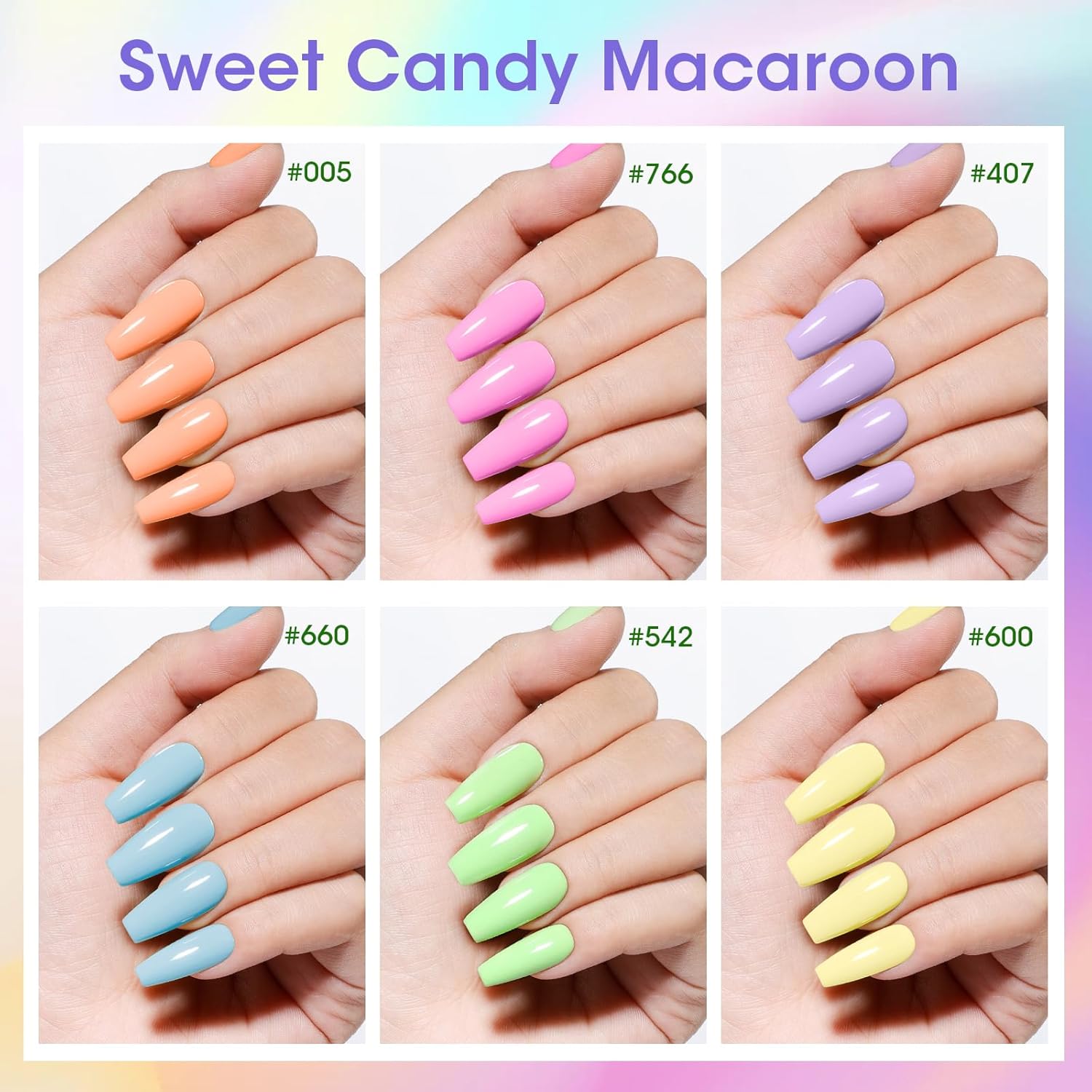 Gellen Pastel Gel Nail Polish, Spring Summer Gel Polish Macaron Colors Nude Pink Purple Blue Green Yellow, No Wipe Soak Off Long Lasting UV Light Gel for Women Girls Manicure Salon Home, 10ml - Image 2