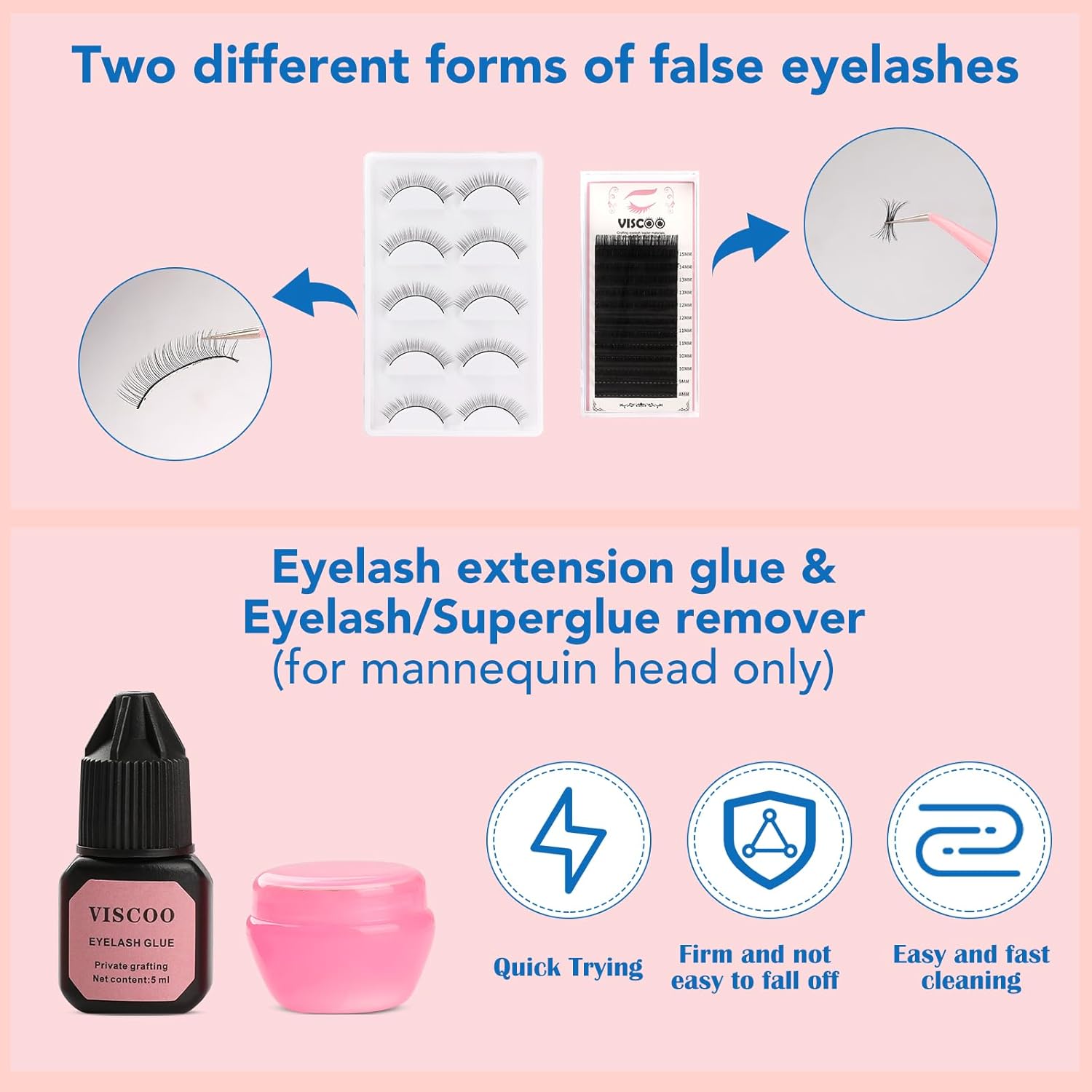 Eyelash Extension Kit for Beginners, Professional Lash Extension Kit with Mannequin Head, Lash Starter Kit with Lash Fan, Lash Extension Supplies for Practice Training Kit - Image 5