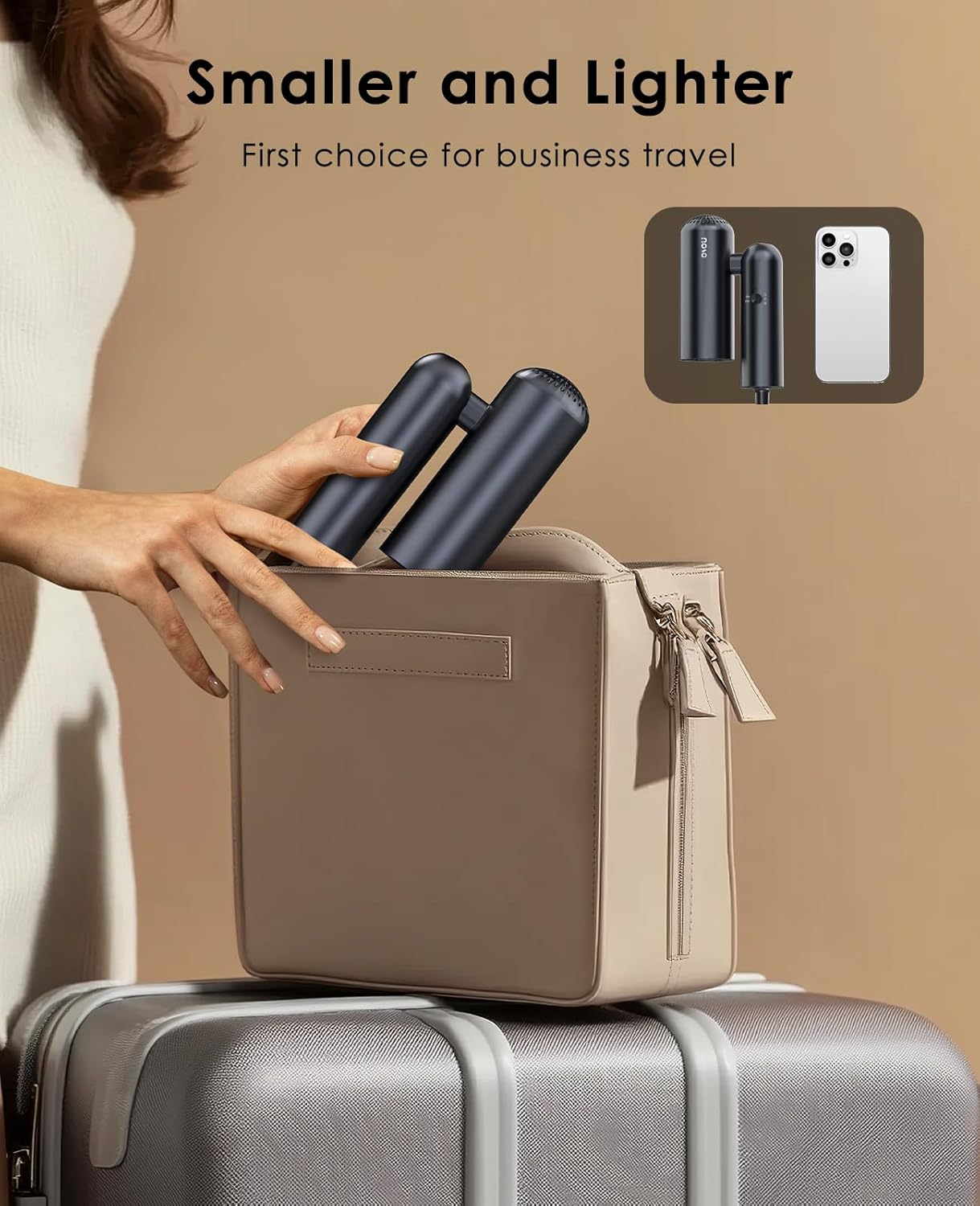 Foldable Hair Dryer for Travel - Global Voltage with Auto-Sensing, 1B Plasma Particles, 200times/s Temp Control, Portable Blow Dryer with Single-Sided Comb, Space Gray - Image 4