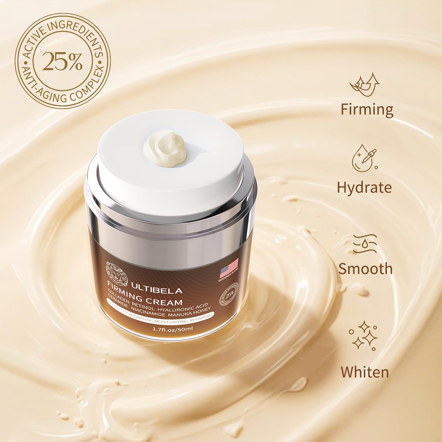 Tighten and Lift Neck Cream, Deep Hydration Neck Firming Cream with Retinol, Collagen & Honey Anti-Aging & Wrinkle Moisturizer for Face, Neck & Décolleté Women & Men 1.7 Fl Oz - Image 2
