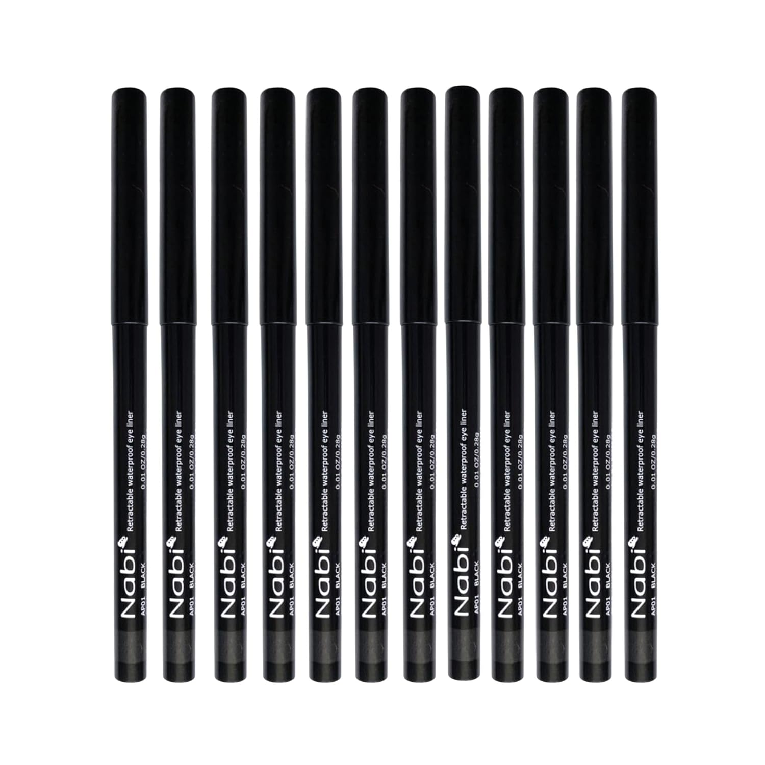Nabi Retractable Waterproof Eyeliner Pencil – 12‑Pack Smudge‑Proof, Long‑Lasting & Hypoallergenic Professional Makeup Eyeliner for Sensitive Eyes - Image 3