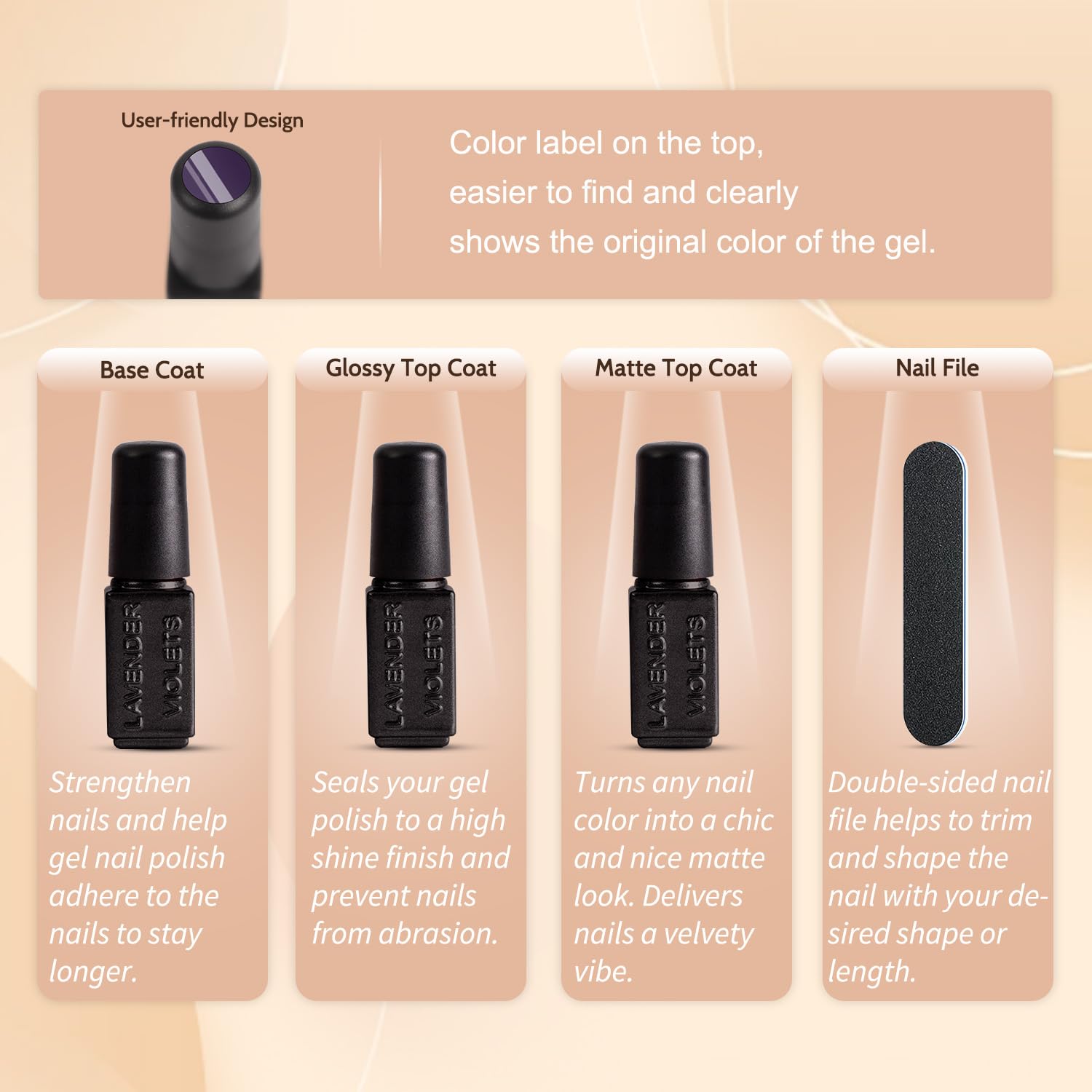 Lavender Violets 13pcs Gel Nail Polish Set – 9 Nude Brown Skin Tone Roasted Chestnuts Chocolate Neutral Beige Khaki Gel Polish Collection All Seasons Nail Art Manicure DIY for Home Salon C600B - Image 6