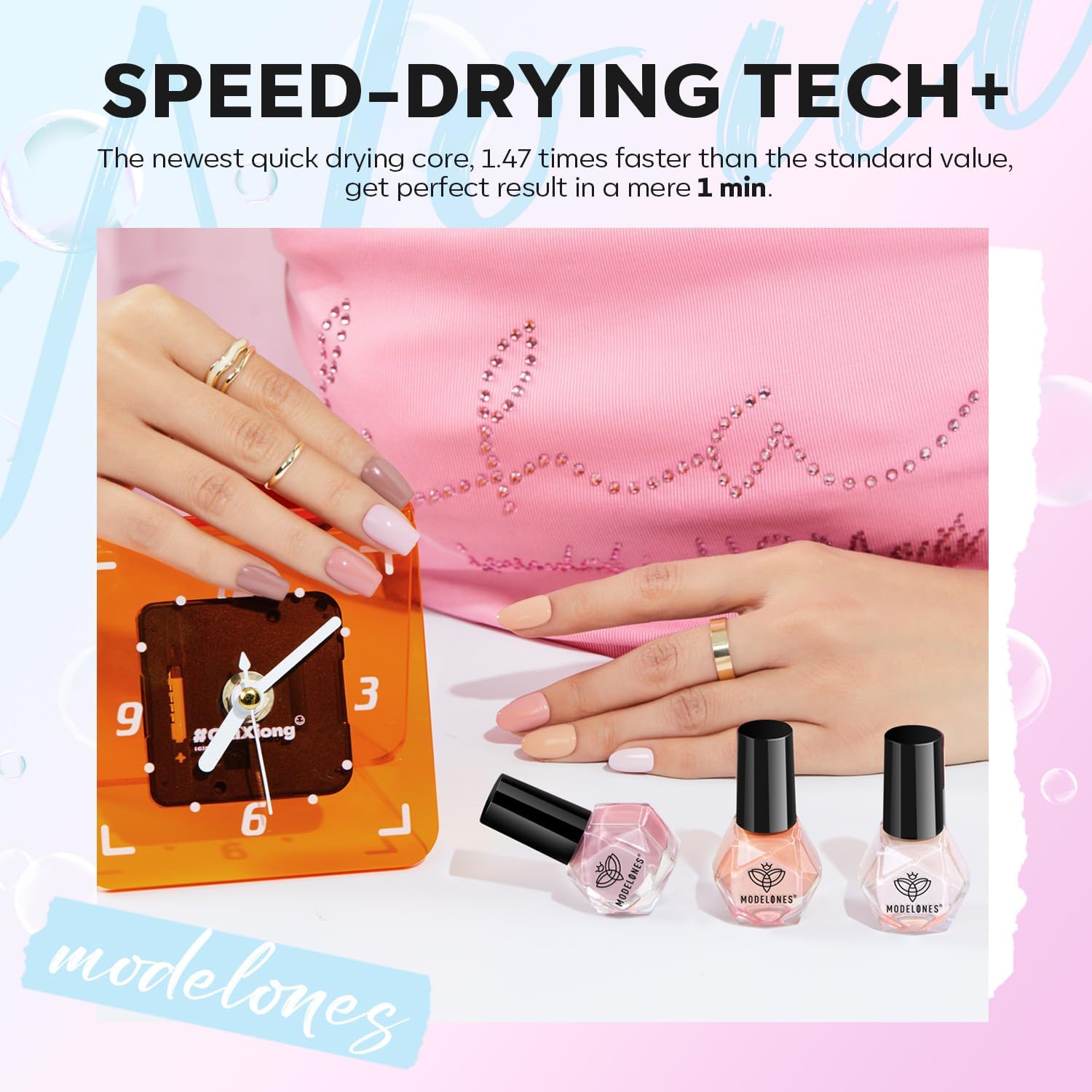 modelones Nail Polish Set, 6 Colors Summer Chrome Shimmer Pearl White Pink Mermaid Purple Quick Dry Nail Polish Kit Fingernail Polish 2025 Manicure DIY Salon Home Gifts for Women Girl - Image 5