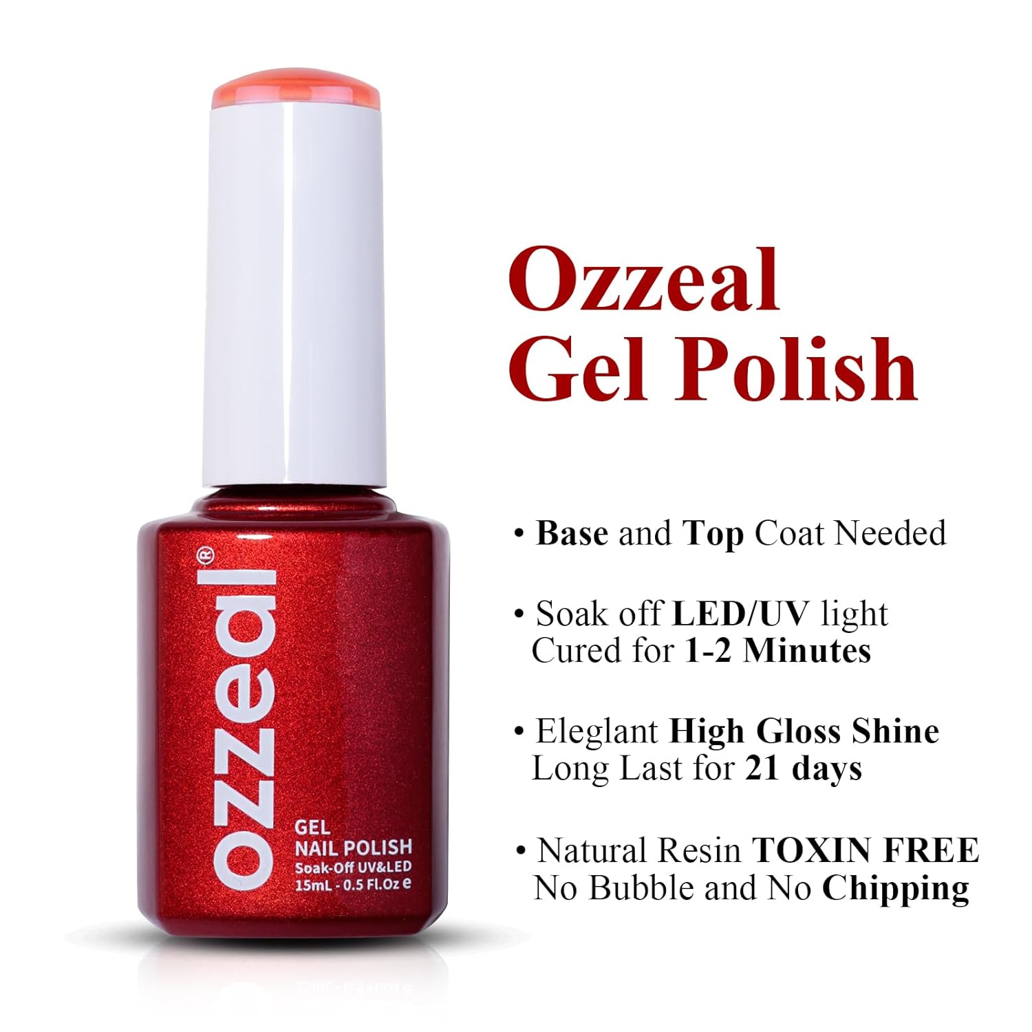 Gel Polish, 0.5 Fl Oz Bright Coral Orange Gel Nail Polish Spring Summer Soak off LED UV Art Starter Manicure Salon DIY - Image 6